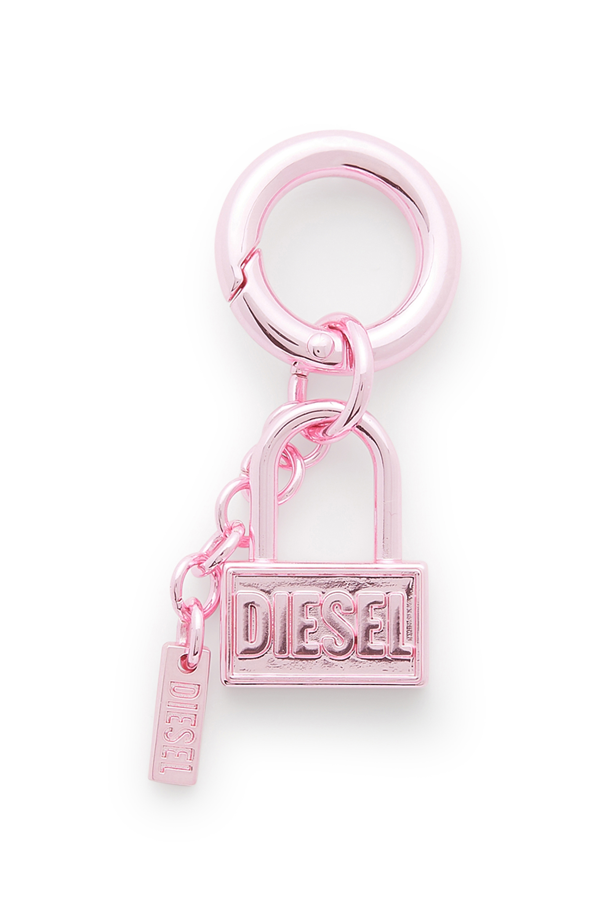 Diesel - CHARM-LOCK, Llavero met&aacute;lico con dise&ntilde;o de candado Unisex in Rosa - 1