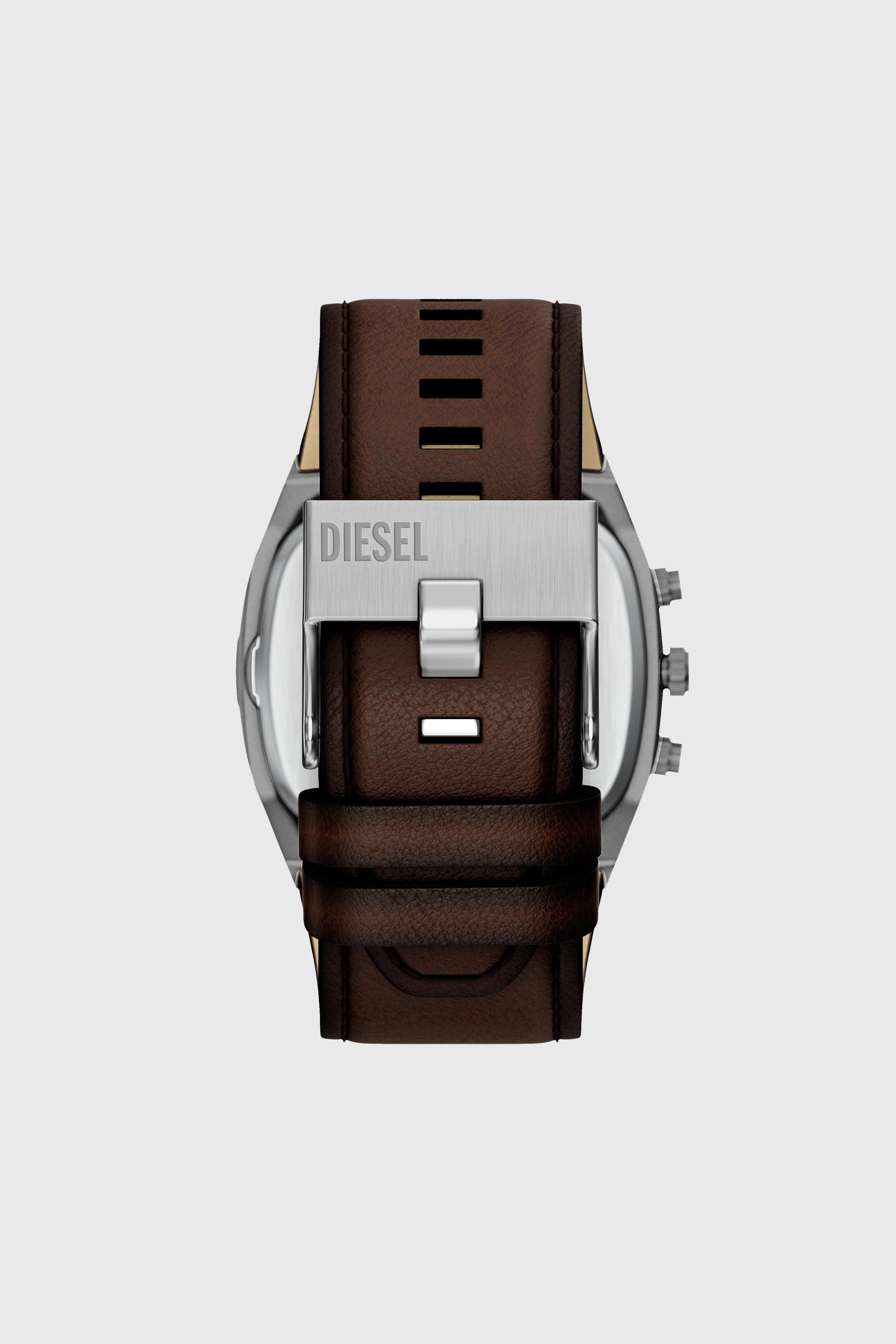 Diesel - DZ4737 WATCH, Man's Spiked Cushion brown leather watch in Brown - 3