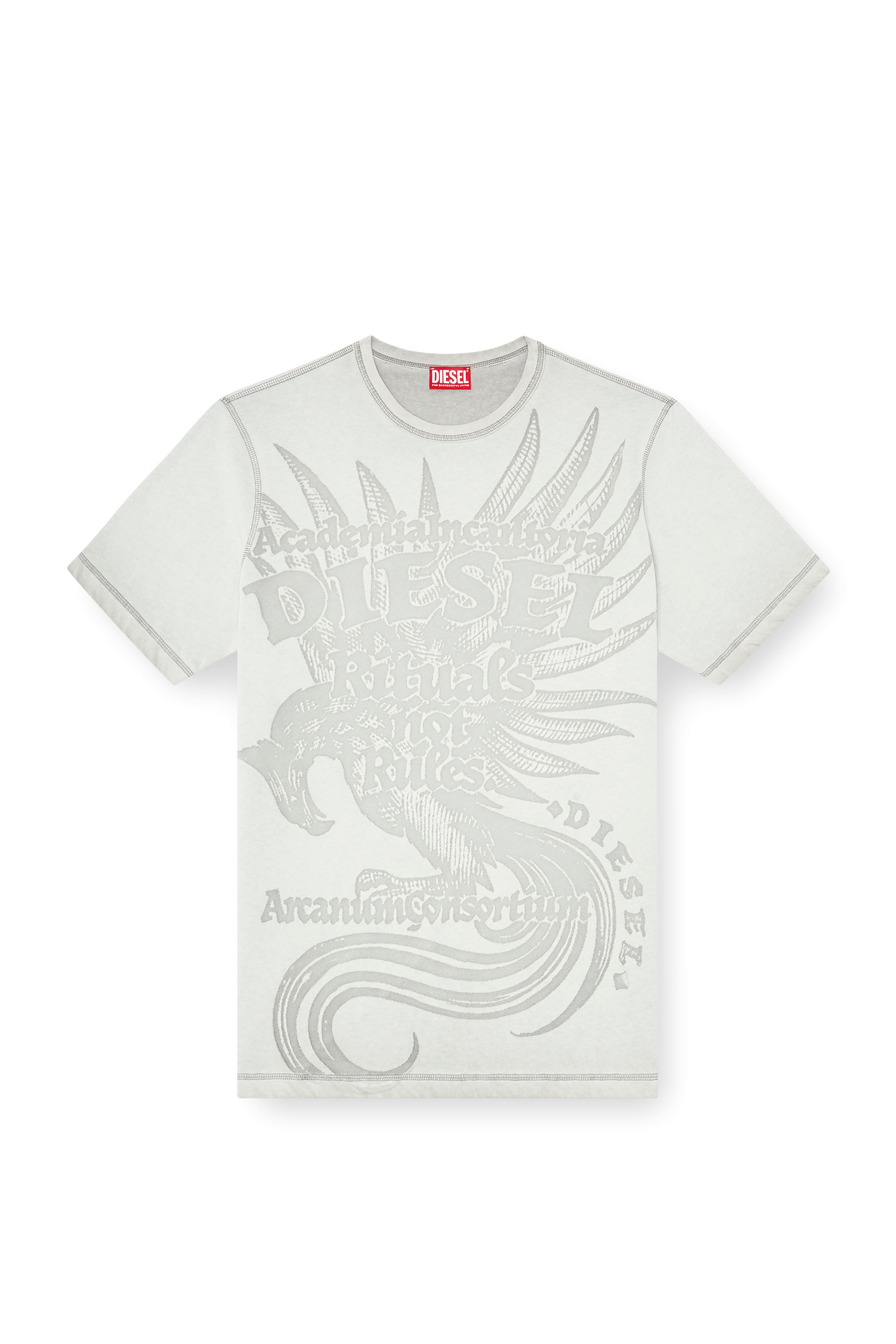 Diesel - T-RAWJUST-AA1, Camiseta de punto con gr&aacute;fico en relieve Hombre in Gris - 3