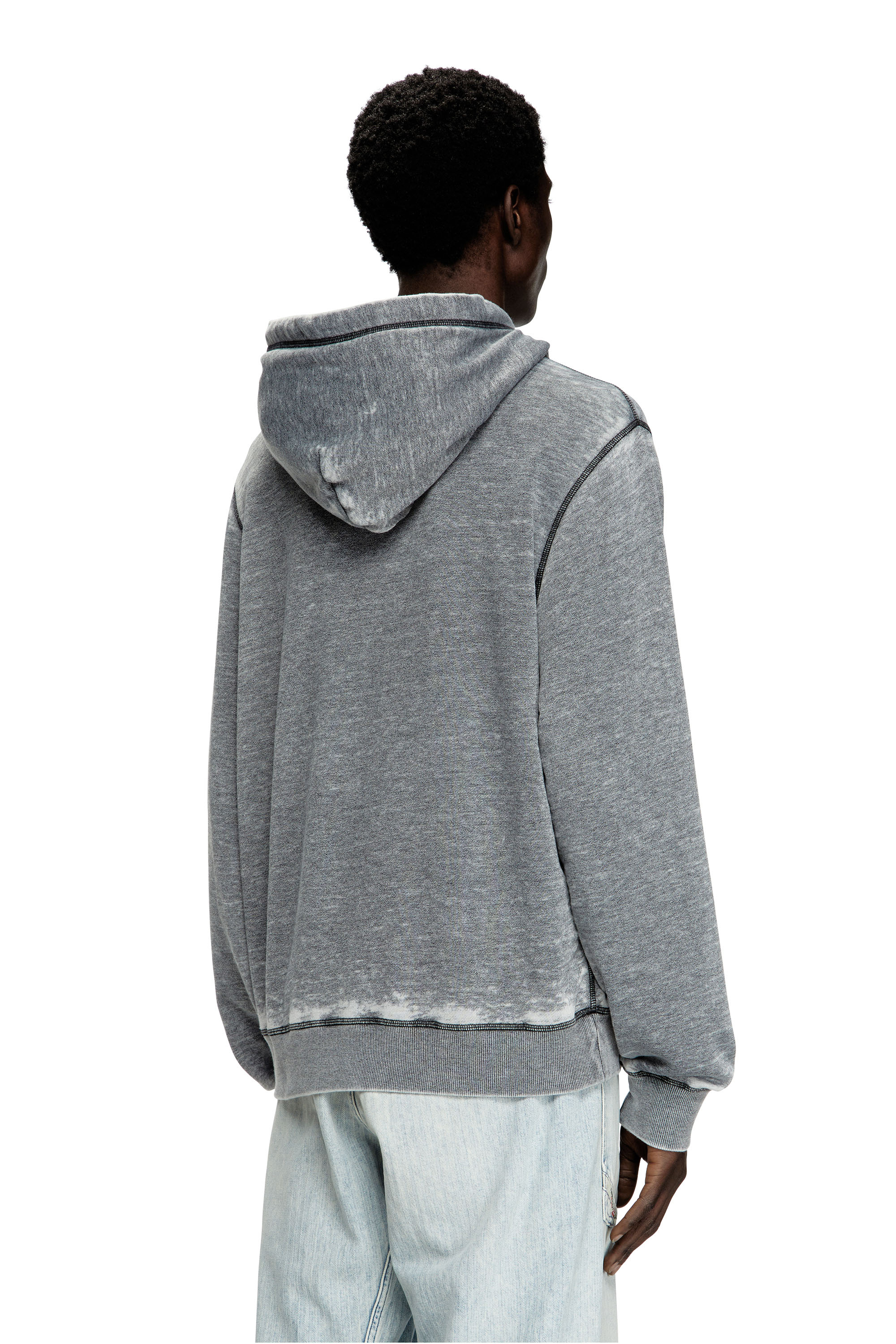 Diesel - S-GINN-HOOD-PAK, Sudadera con capucha burnout con logotipo Hombre in Gris - 4