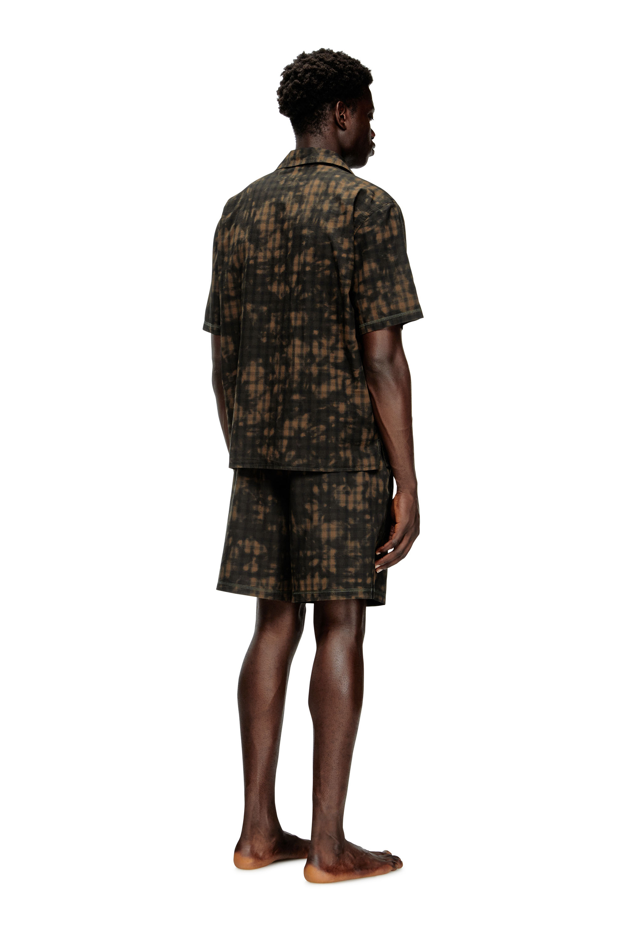 Diesel - SET-HORIEN-UTLT, Pijama corto en algodón con diseño de cuadros y nubes Hombre in Verde - 3