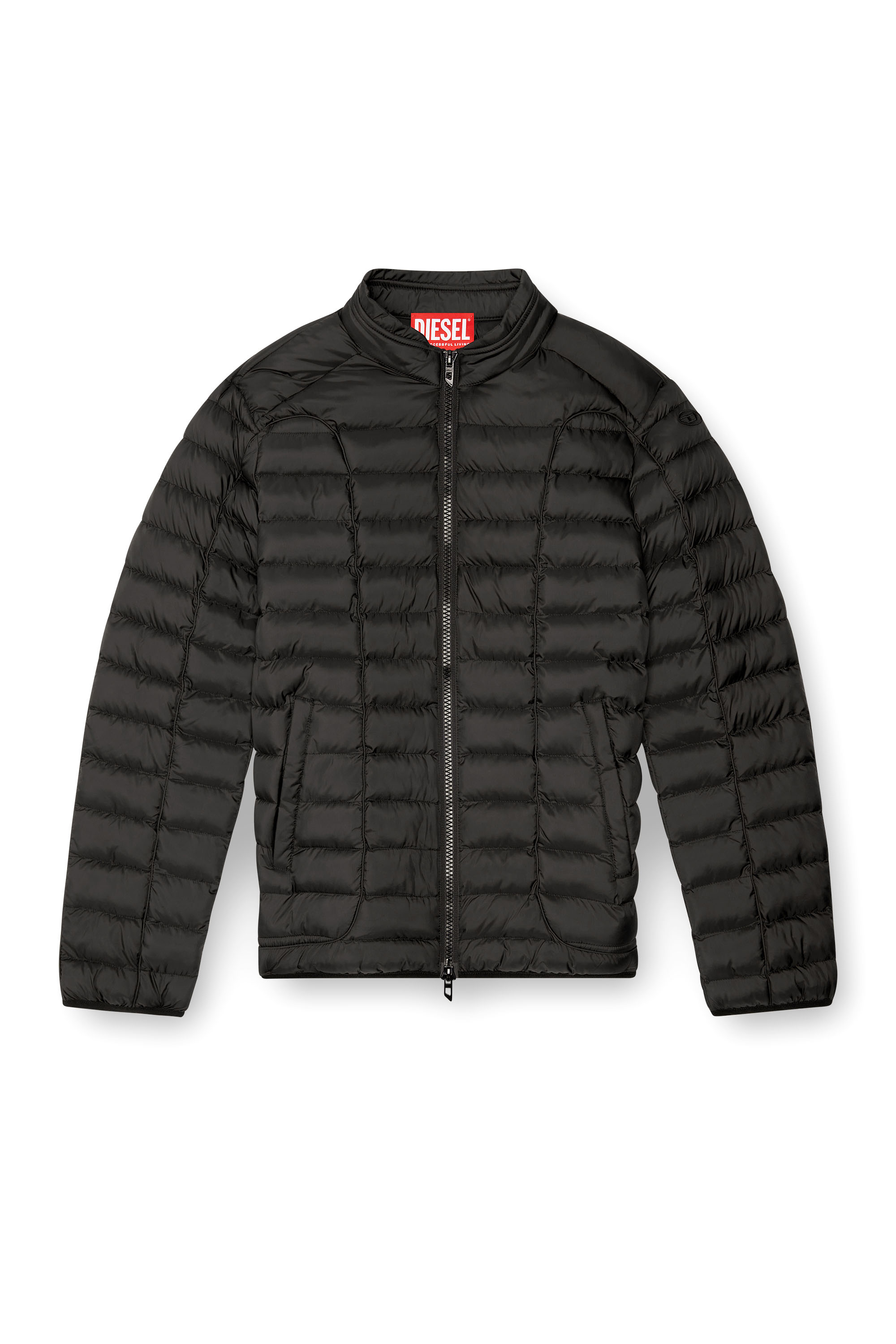 Diesel - W-PILOT, Chaqueta puffer en nailon ligero Hombre in Negro - 2