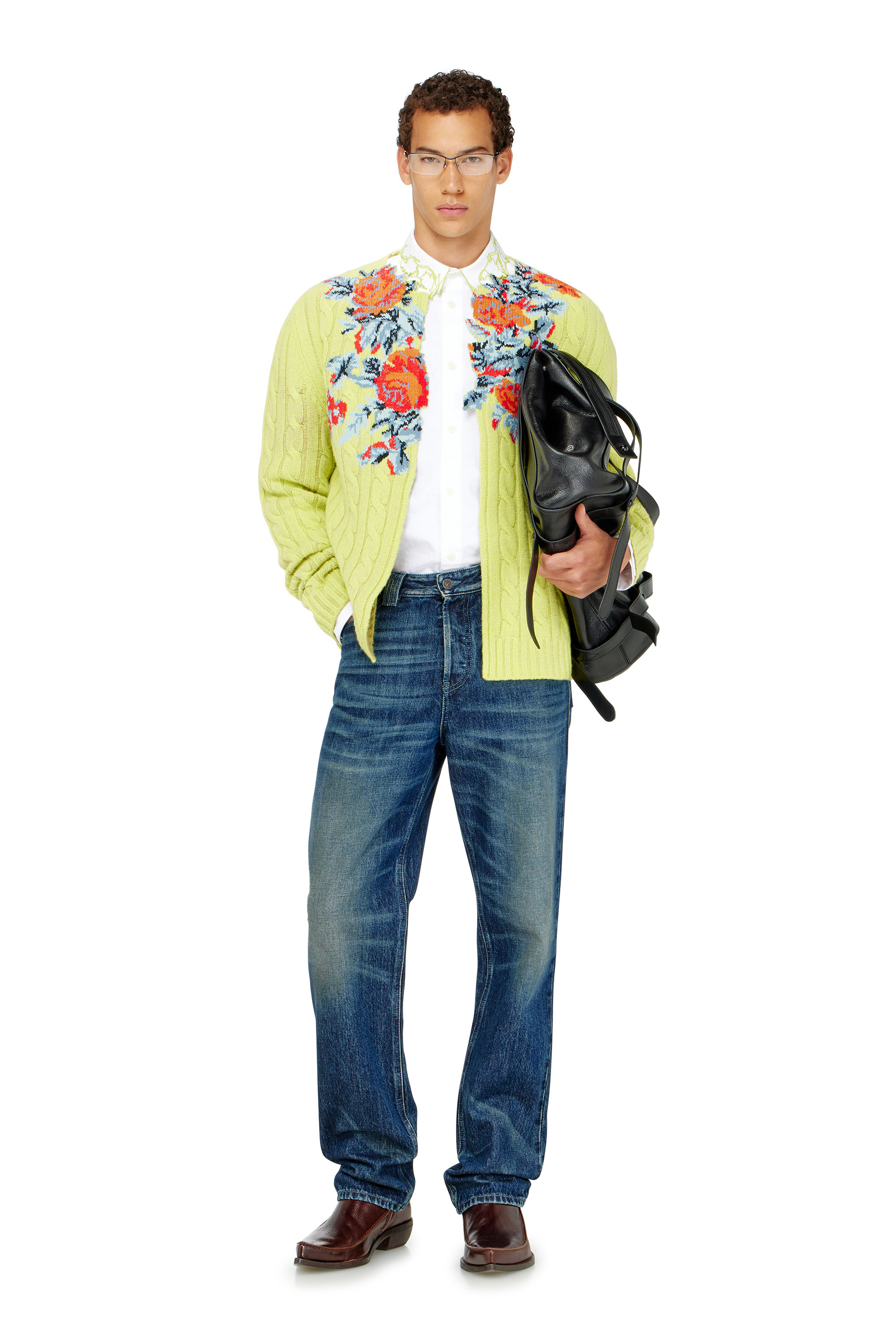 Diesel - K-RINO, C&aacute;rdigan abierto de punto trenzado floral Hombre in ToBeDefined - 1