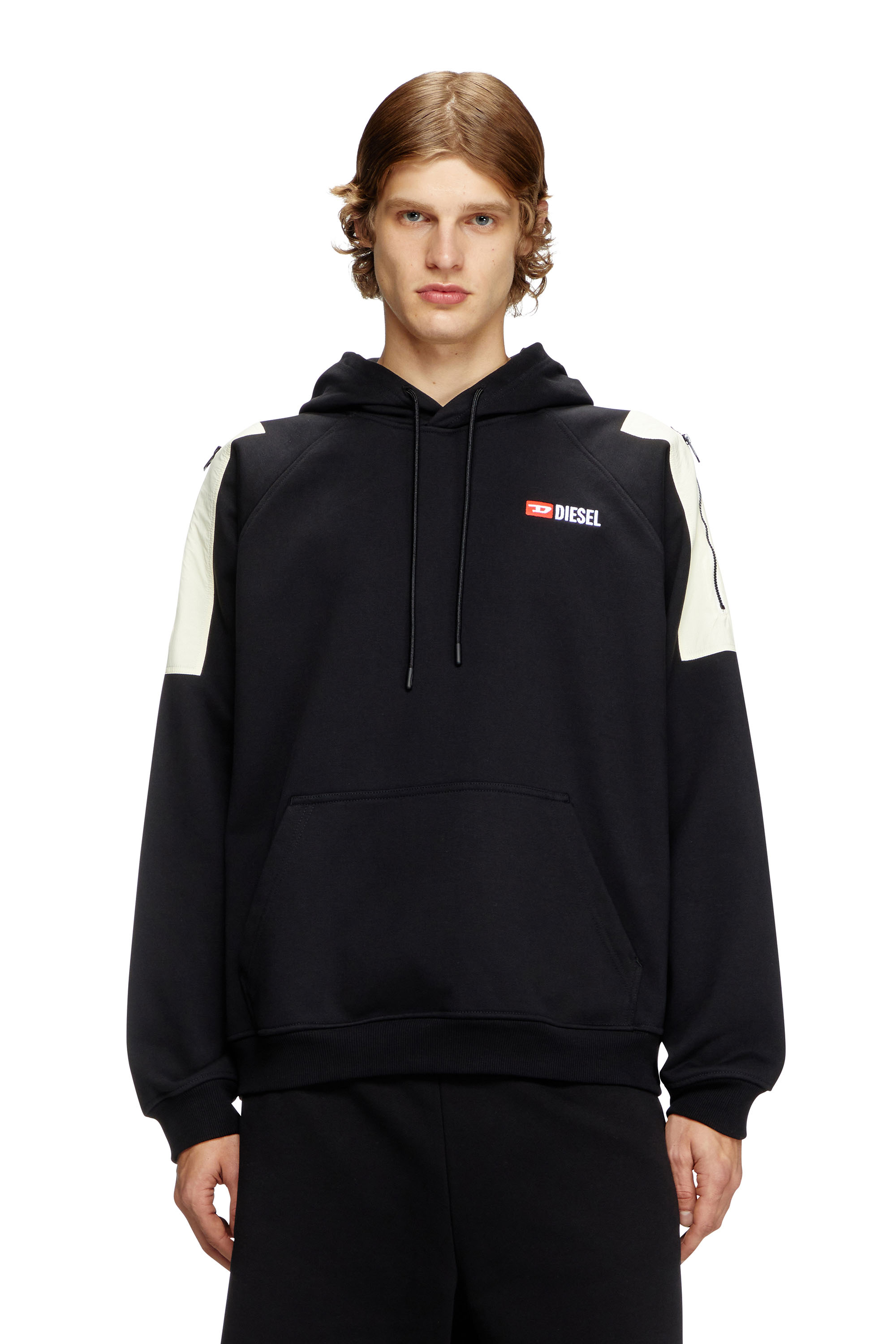 Diesel - S-FAUSTY, Man's Hoodie with shoulder pockets in Black - 1