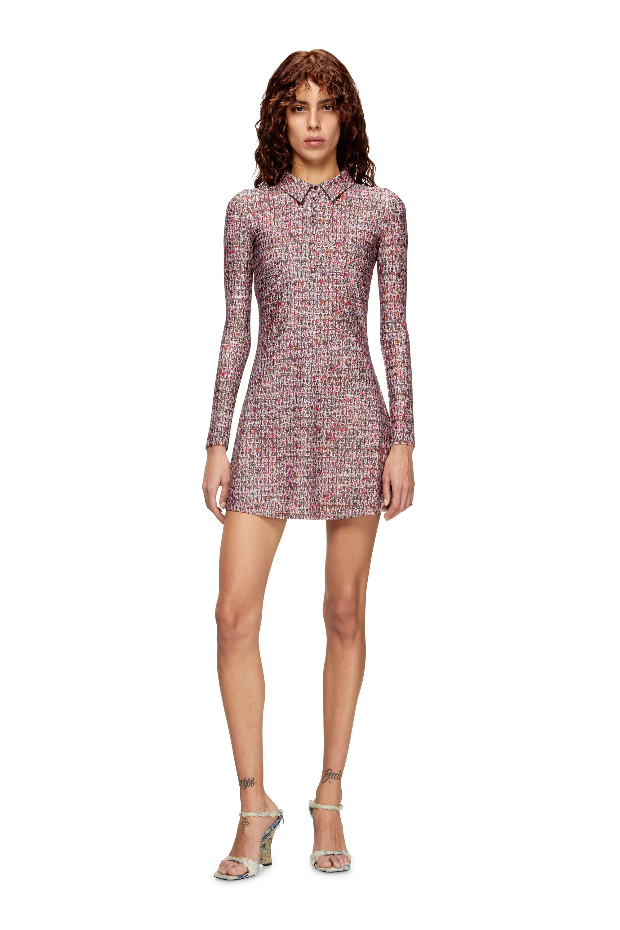 Diesel - D-POLYNA, Vestido de lycra con estampado de bouclé Mujer in Rosa - 2