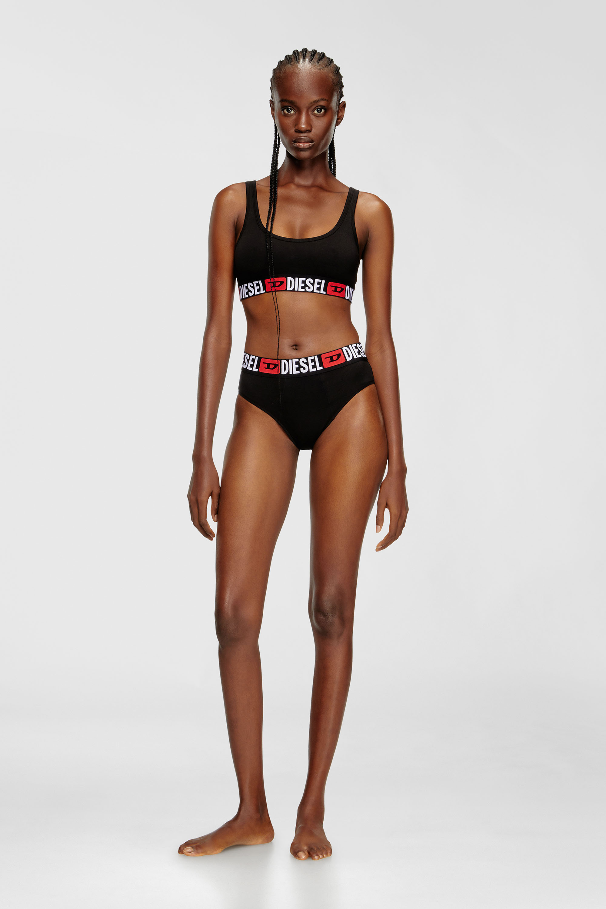 Diesel - UFSB-ORIBA, Bralette con banda con logotipo Mujer in Negro - 1