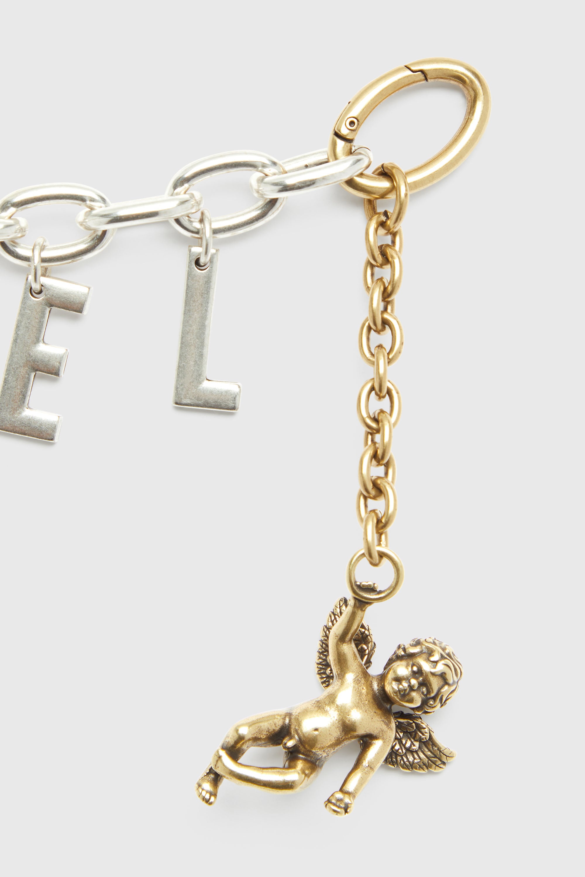 Diesel - CHAIN-D III S, Charm de letra met&aacute;lica con querub&iacute;n Mujer in Plateado - 2