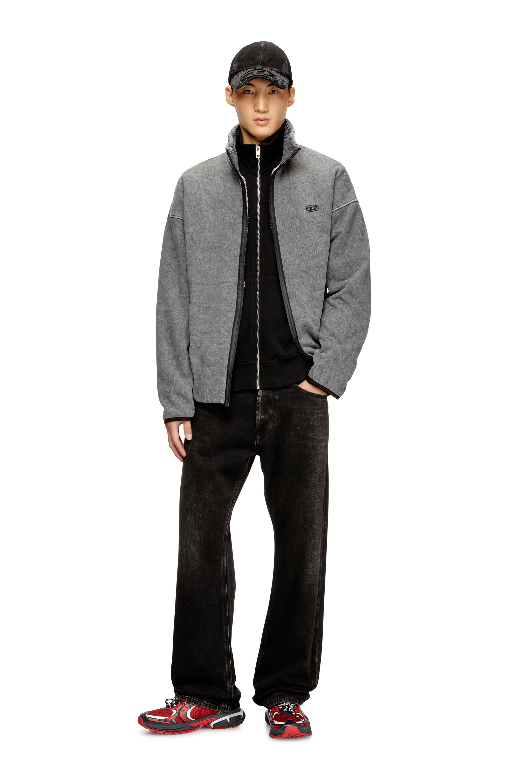 Diesel - S-BATY-NEW, Sudadera con cierre de cremallera y forro interior Hombre in Gris - 1