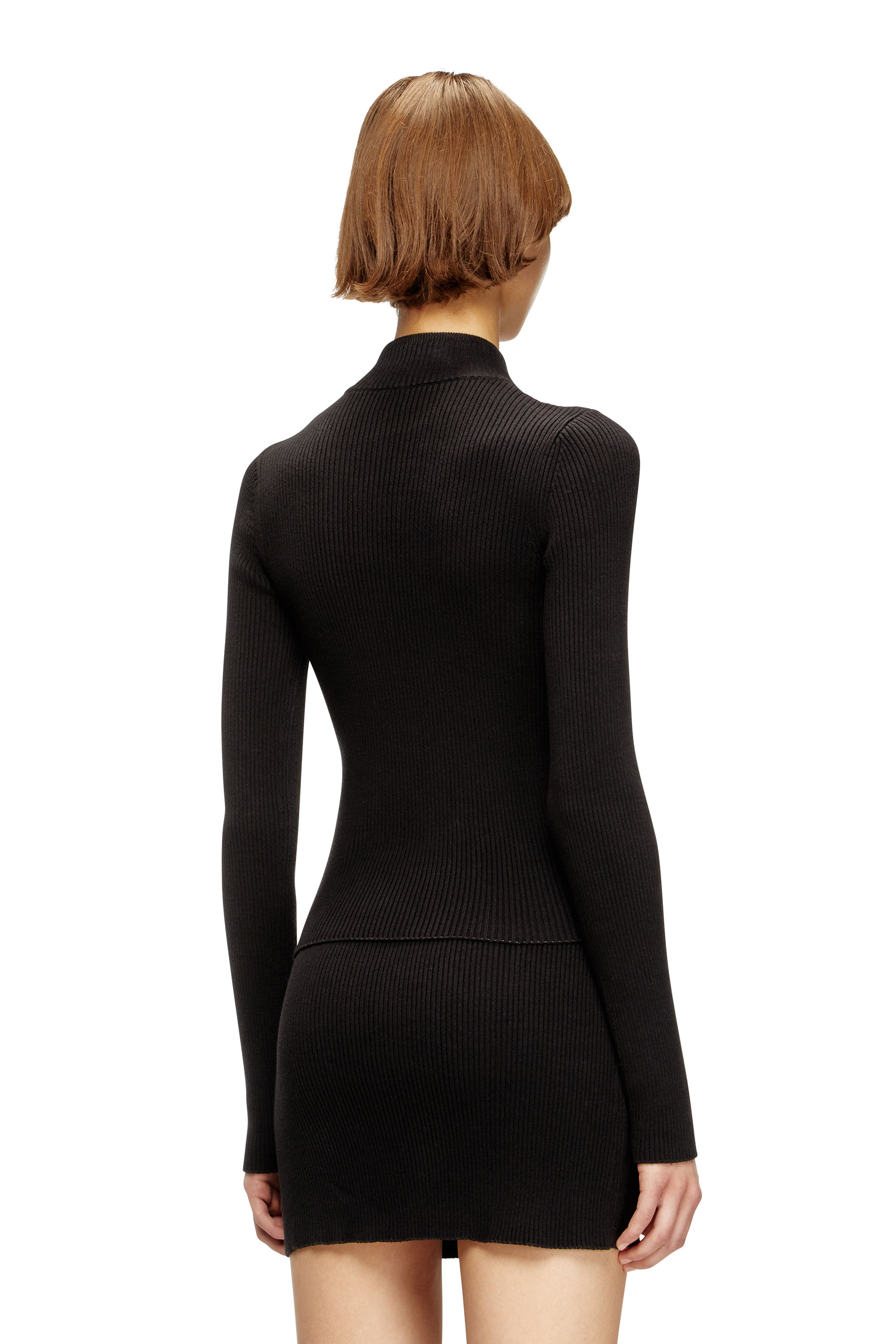 Diesel - M-MELISSA, Chaqueta de punto en canalé con bolsillos cargo Mujer in Negro - 4