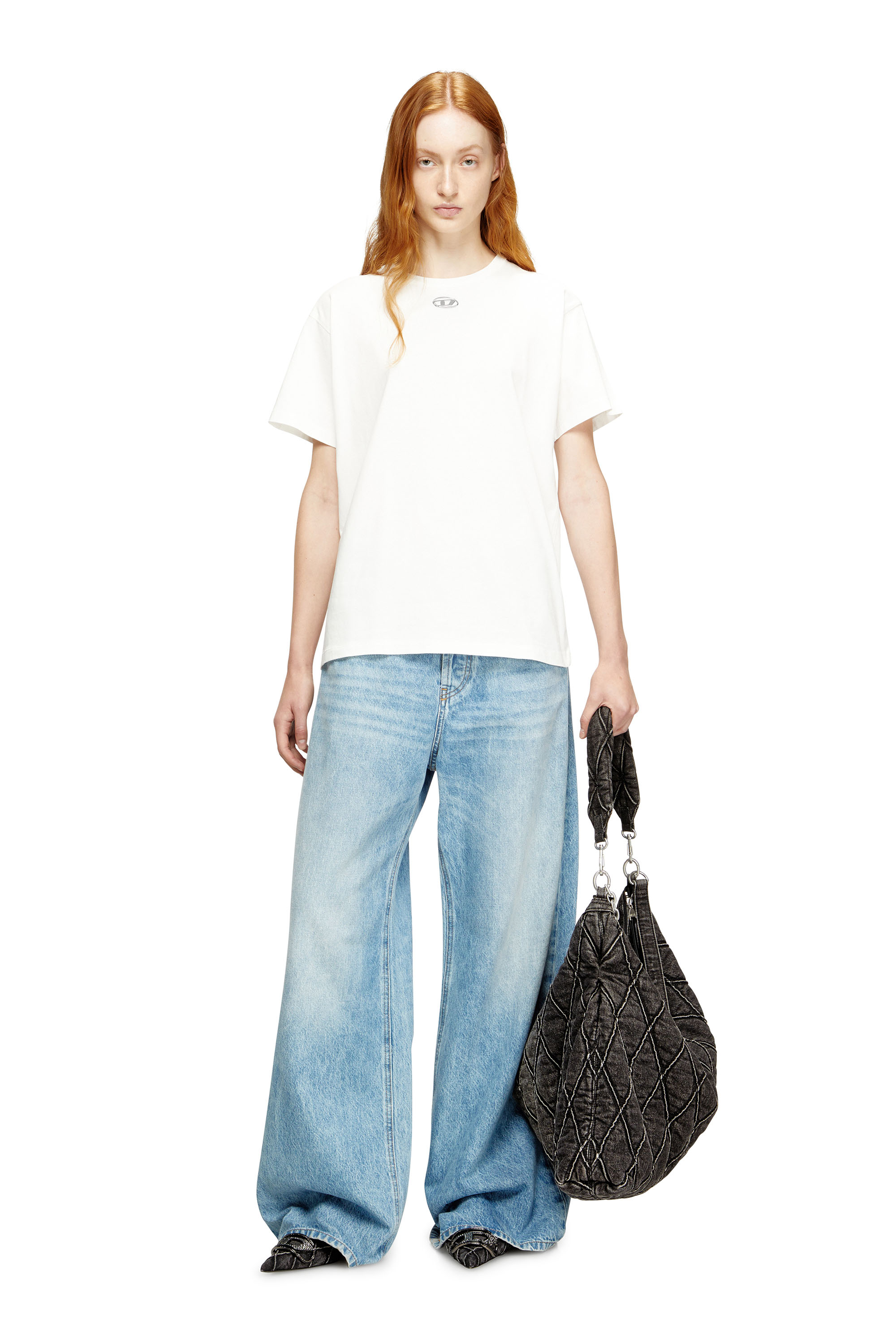Diesel - T-NORMY-OD-S1, Camiseta de algodón con Oval D metálico Mujer in Blanco - 2