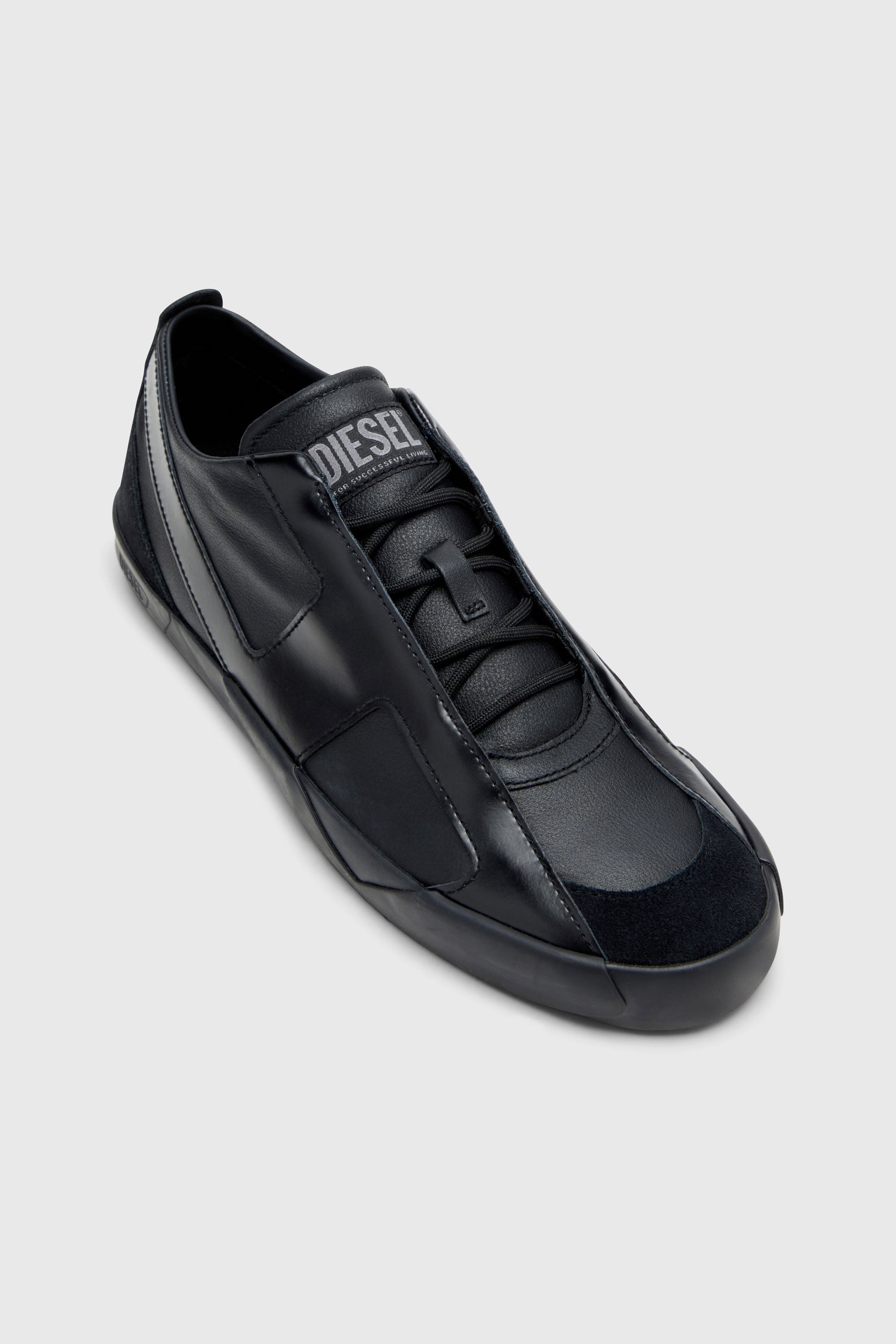 Diesel - S-SLANTE-D LOW, Man's S-Slante-D-Sneakers in suede and leather with D logo in Black - 6
