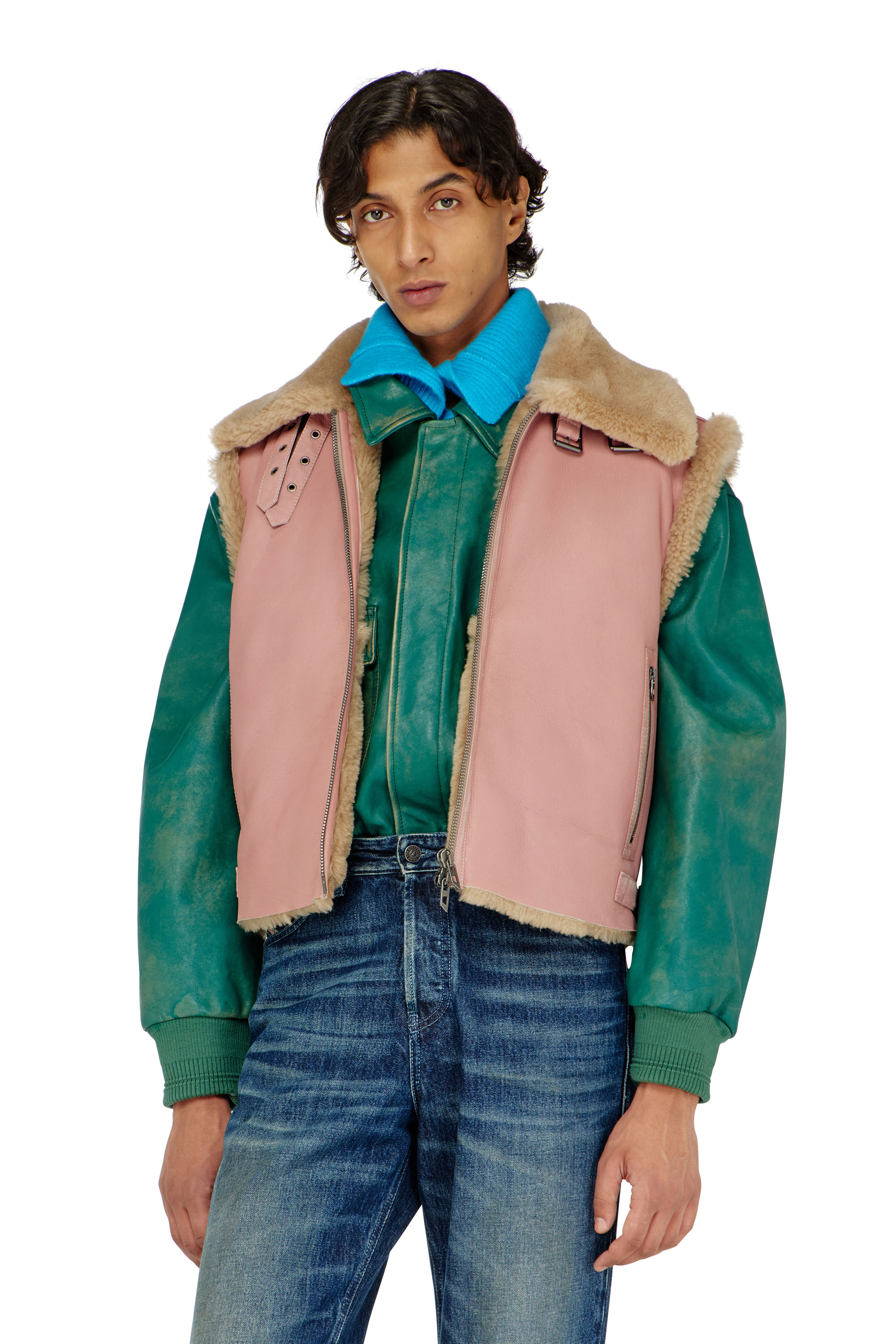 Diesel - L-HONT, Chaleco de piel de oveja Hombre in Rosa - 1