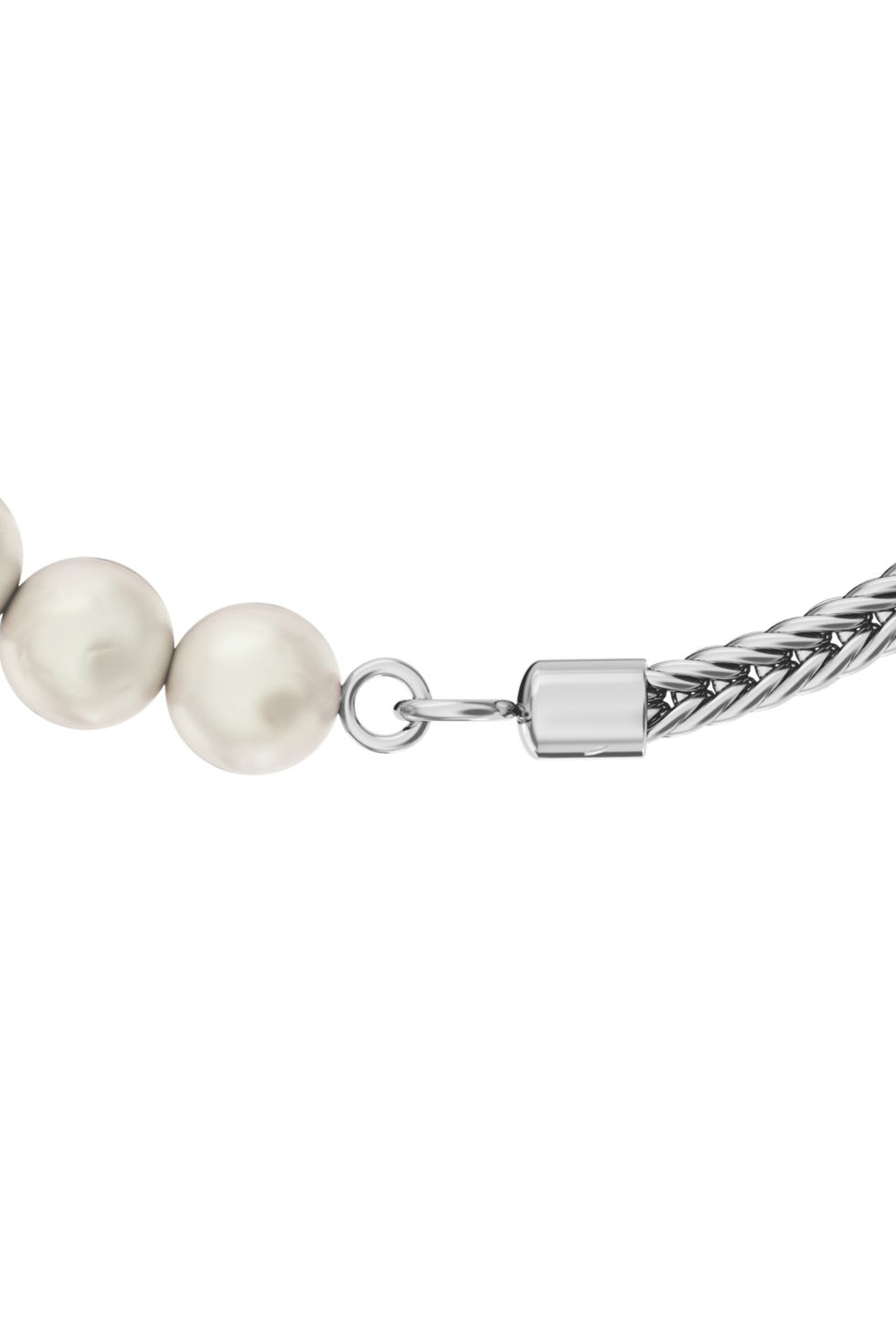 Diesel - DL1368040 STERLING SILVER JEWEL, Pulsera de cadena de plata de ley y perlas Unisex in Plateado - 3