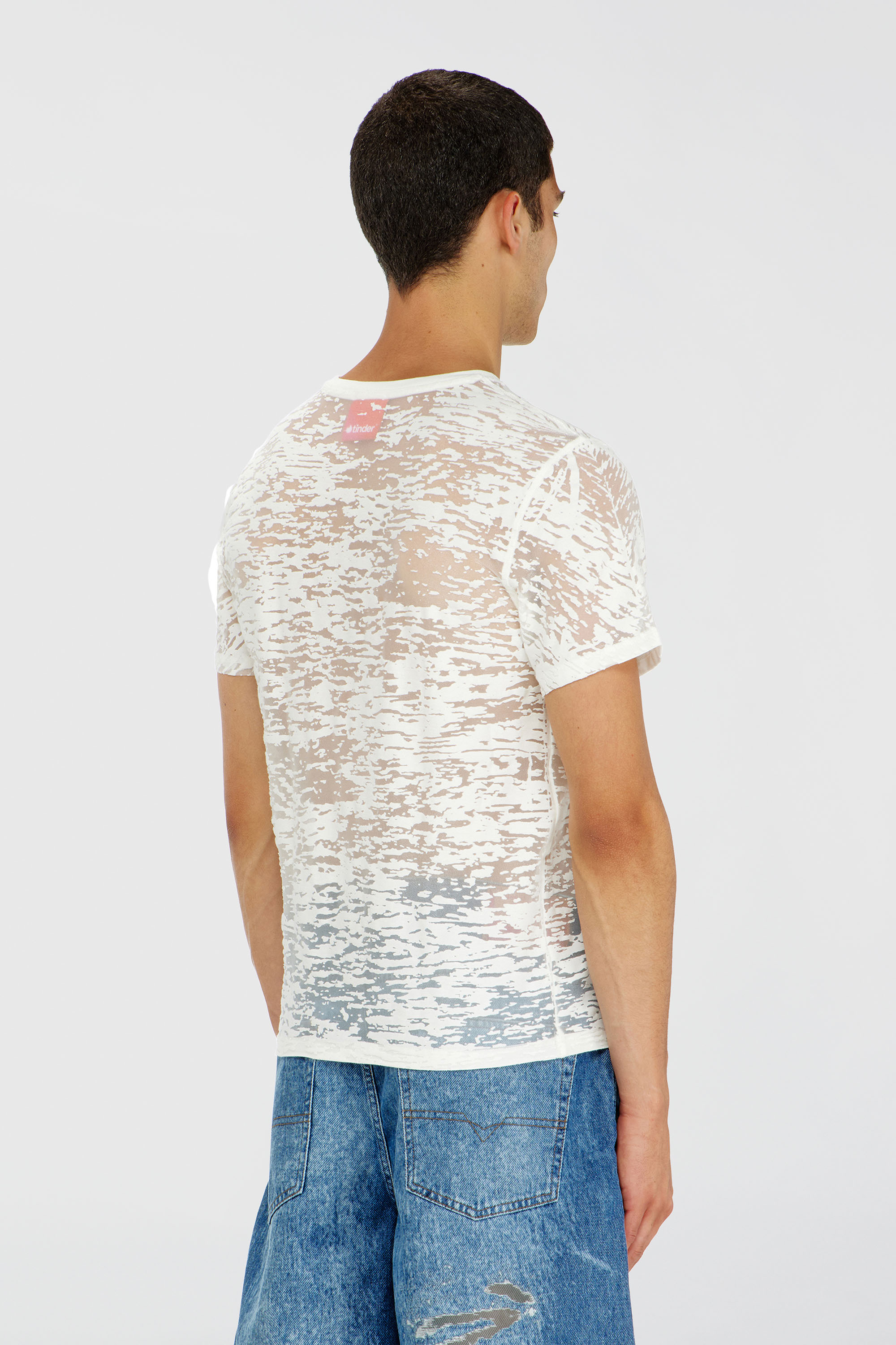 Diesel - PR-T-NOTS-MATI-R, Camiseta de jersey all-over devor&eacute; Unisex in Blanco - 4