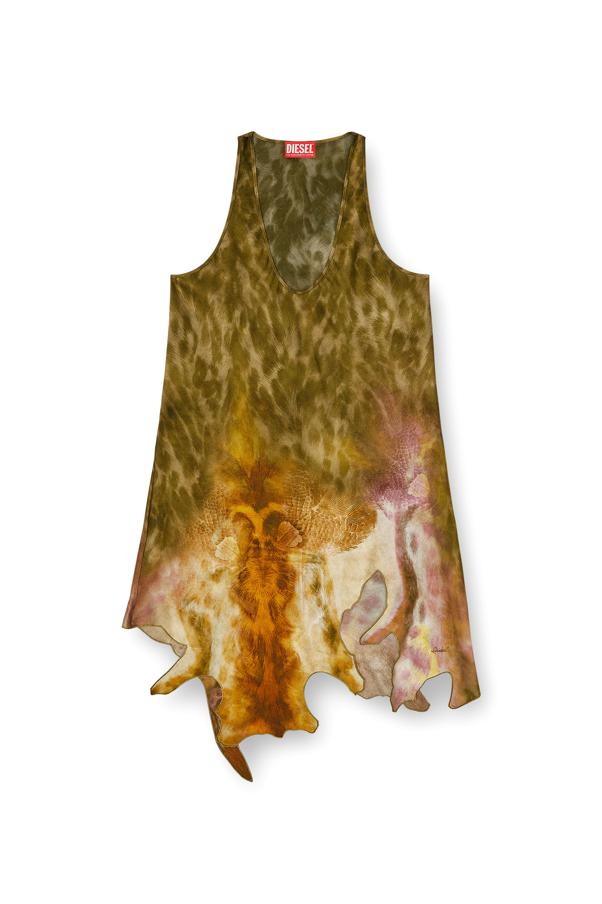 Diesel - D-AHIUL, Vestido corto de sat&eacute;n con bajo efecto piel Mujer in Multicolor - 1