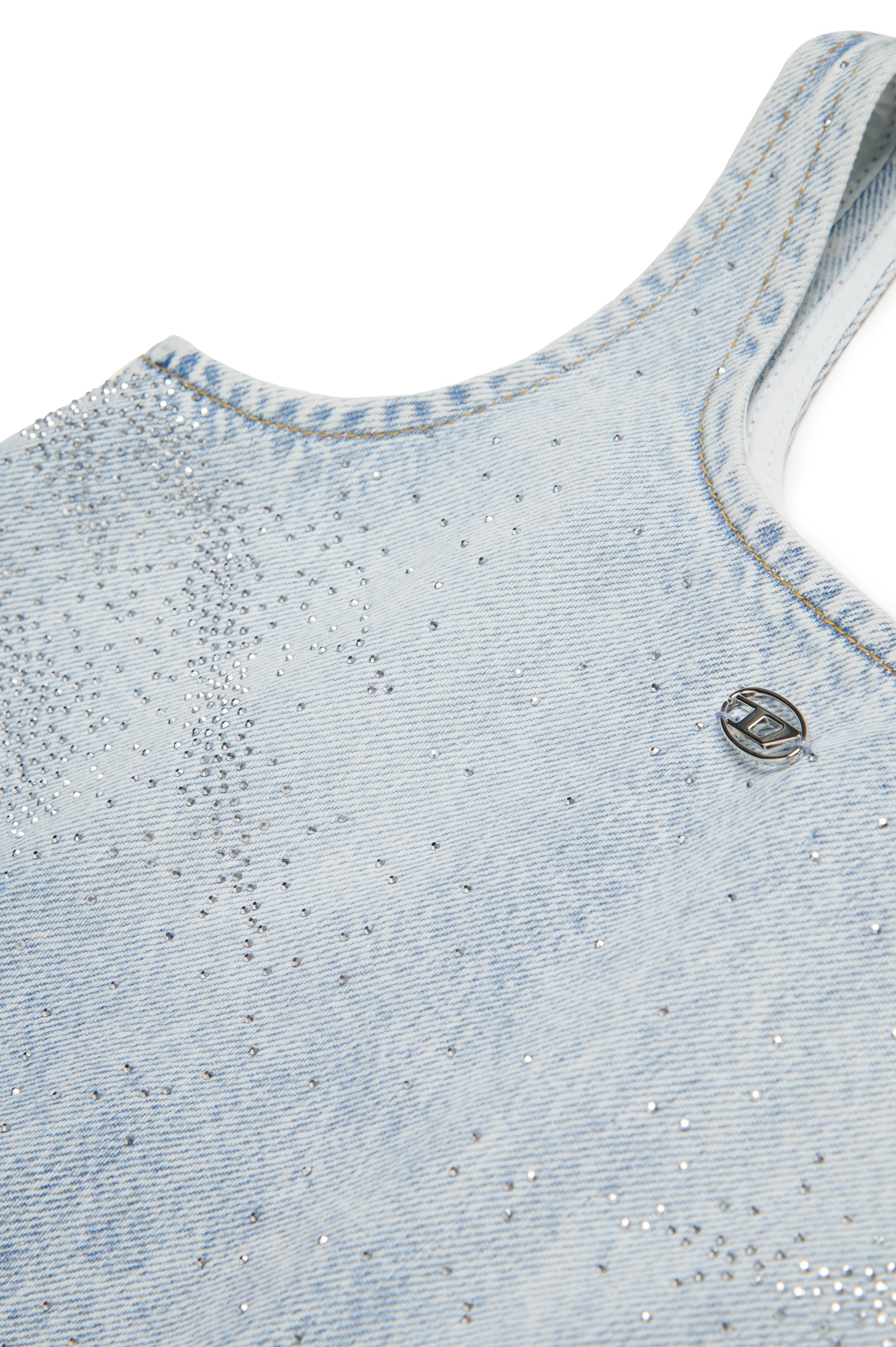 Diesel - DORY, Vestido de denim con microdiamantes Mujer in Azul marino - 4