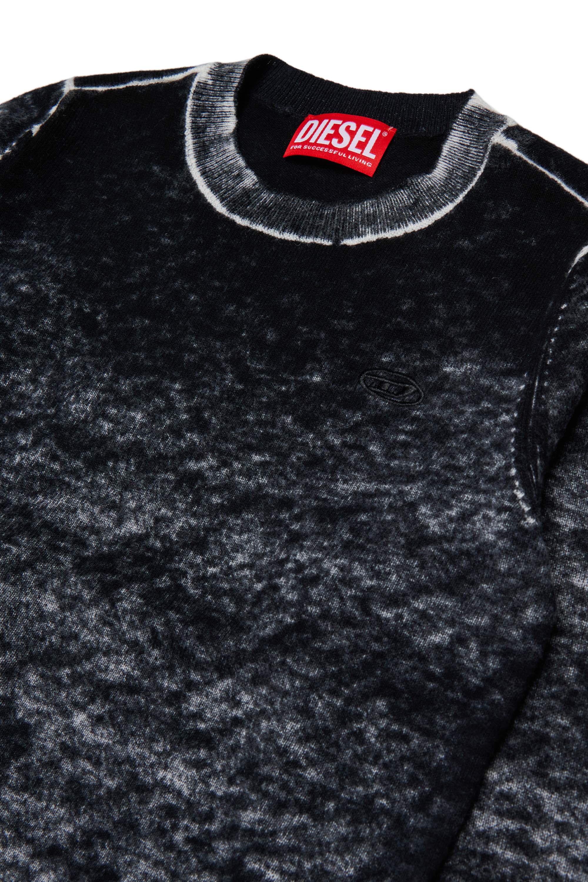 Diesel - KJEMR, Jersey de mezcla de lana con efecto de color irregular Hombre in Negro - 3