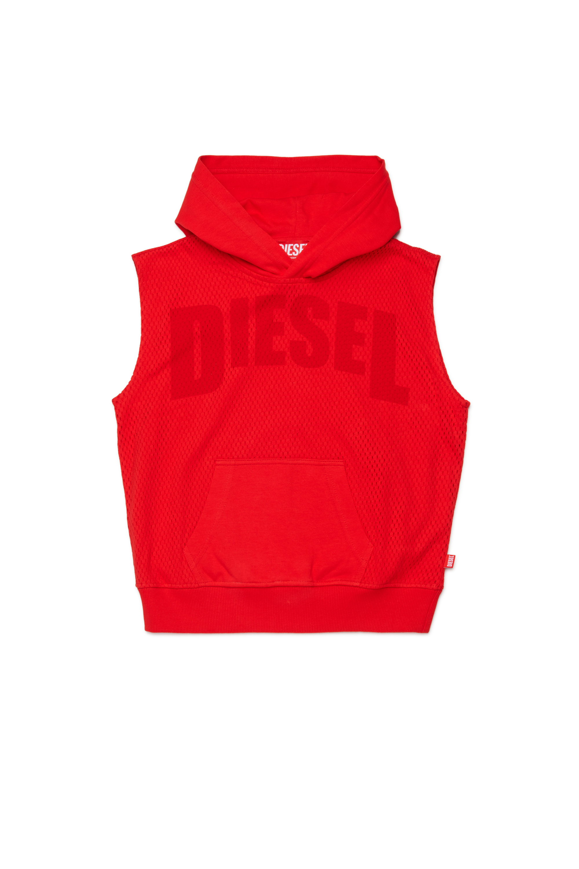 Diesel - SMESH OVER, Sudadera sin mangas de malla de algod&oacute;n Hombre in Rojo - 1