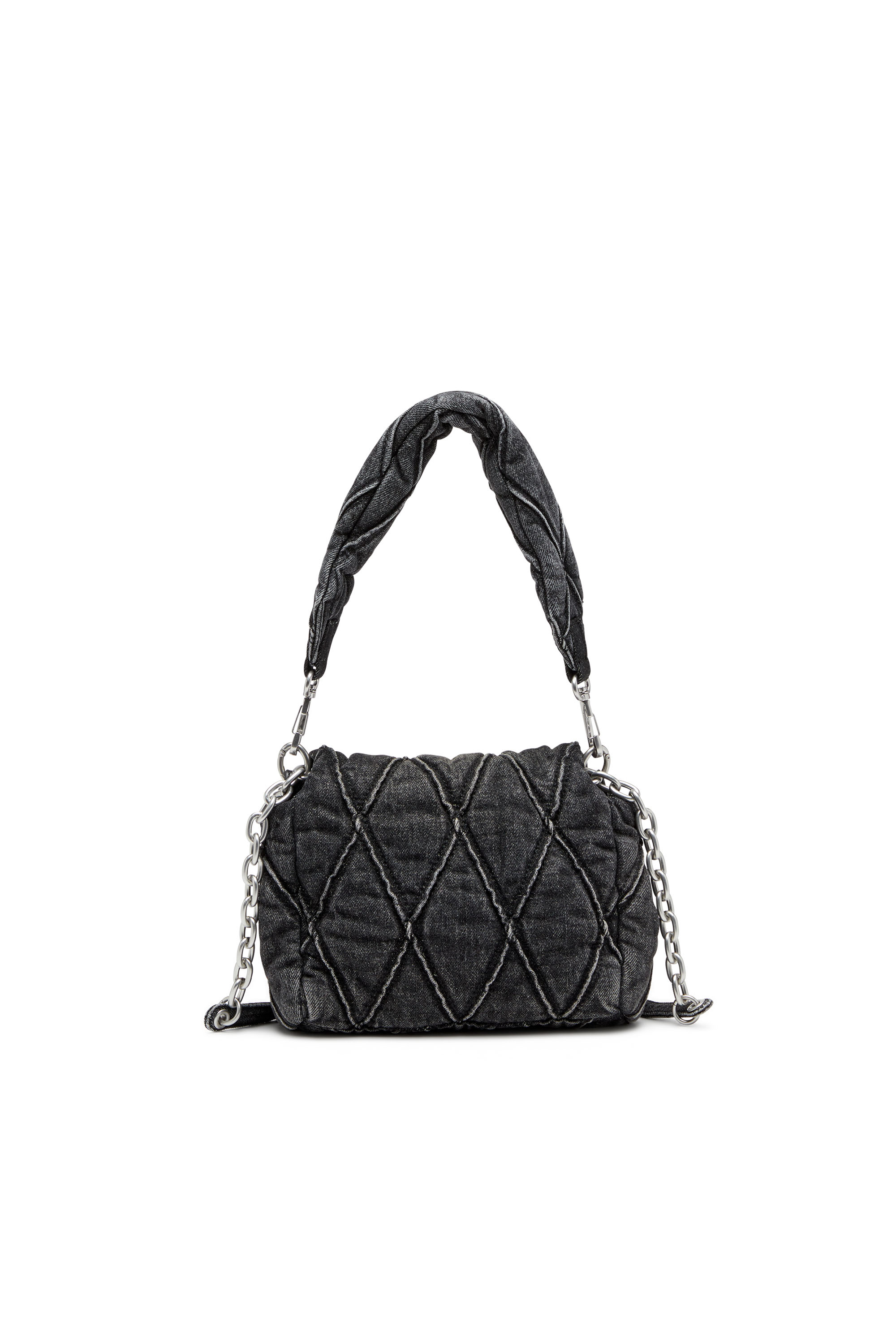 Diesel - CHARM-D SHOULDER S, Charm-D S-Bolso de hombro pequeño de denim acolchado Mujer in Negro - 2