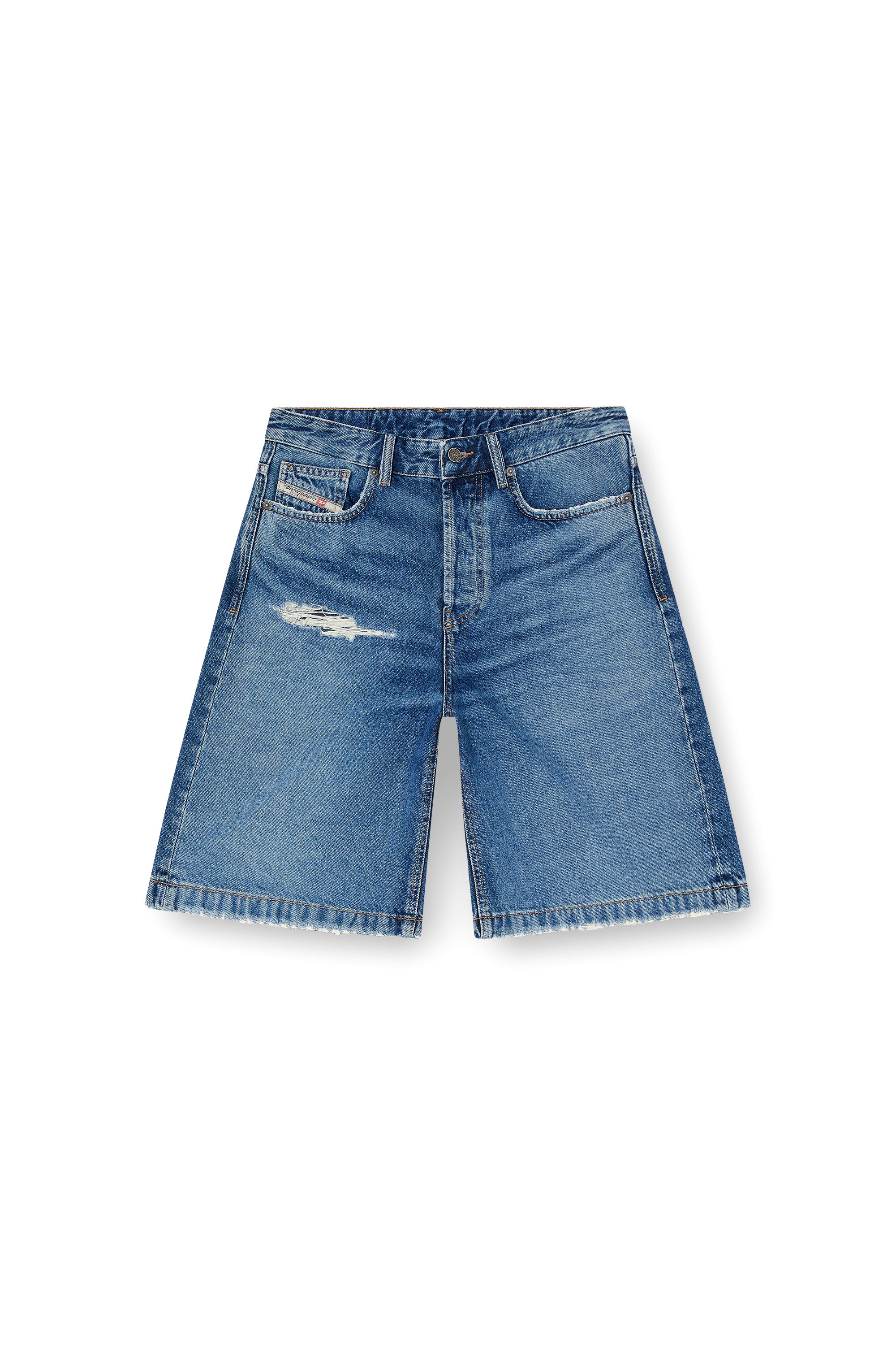 Diesel - DE-SIRE-SHORT, Pantalones cortos de denim con detalles rasgados Mujer in Azul marino - 2
