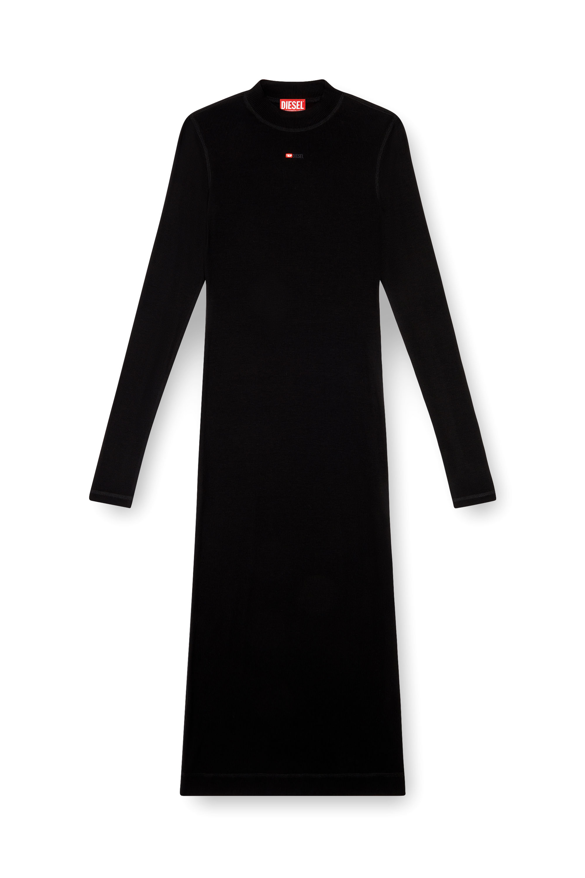 Diesel - D-MOKKY-LS-MICRODIV, Mujer Vestido midi con medio cuello alto in Negro - Image 2