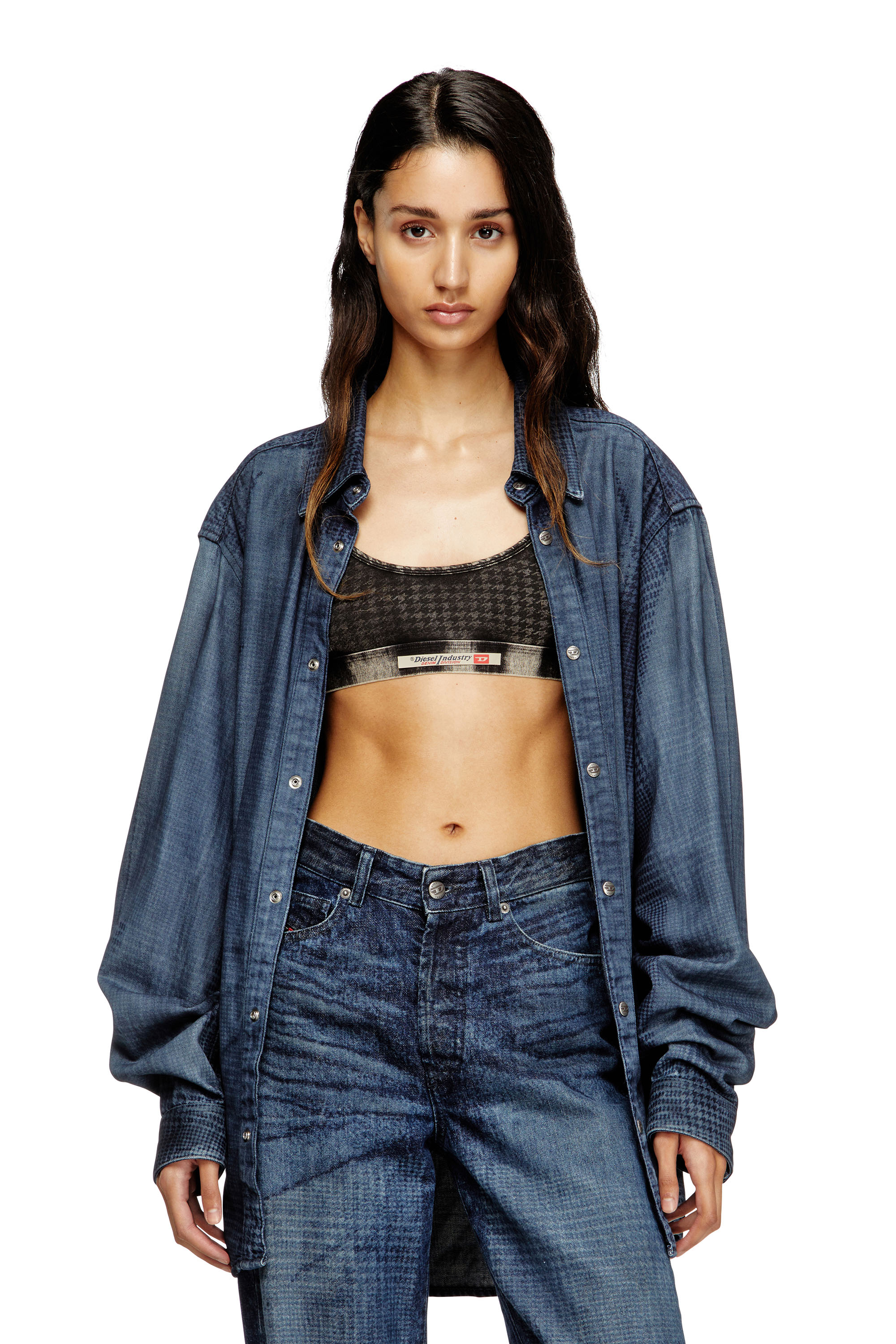 Diesel - ARIEL-DNM, Bralette de algodón con estampado integral Mujer in Gris - 4