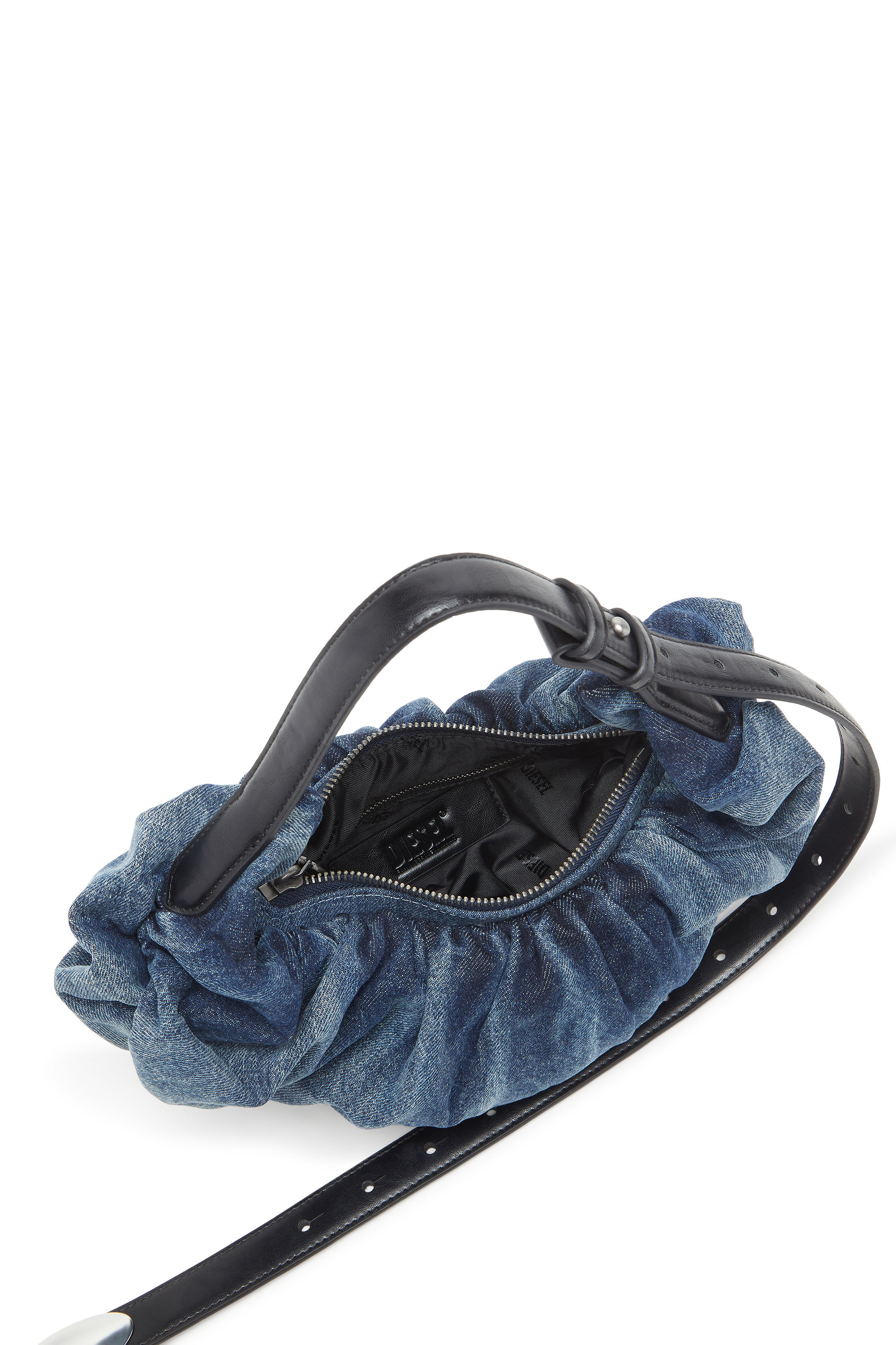 Diesel - GRAB-D HOBO S, Grab-D S-Bolso hobo peque&ntilde;o arrugado en denim tratado Mujer in Azul marino - 3