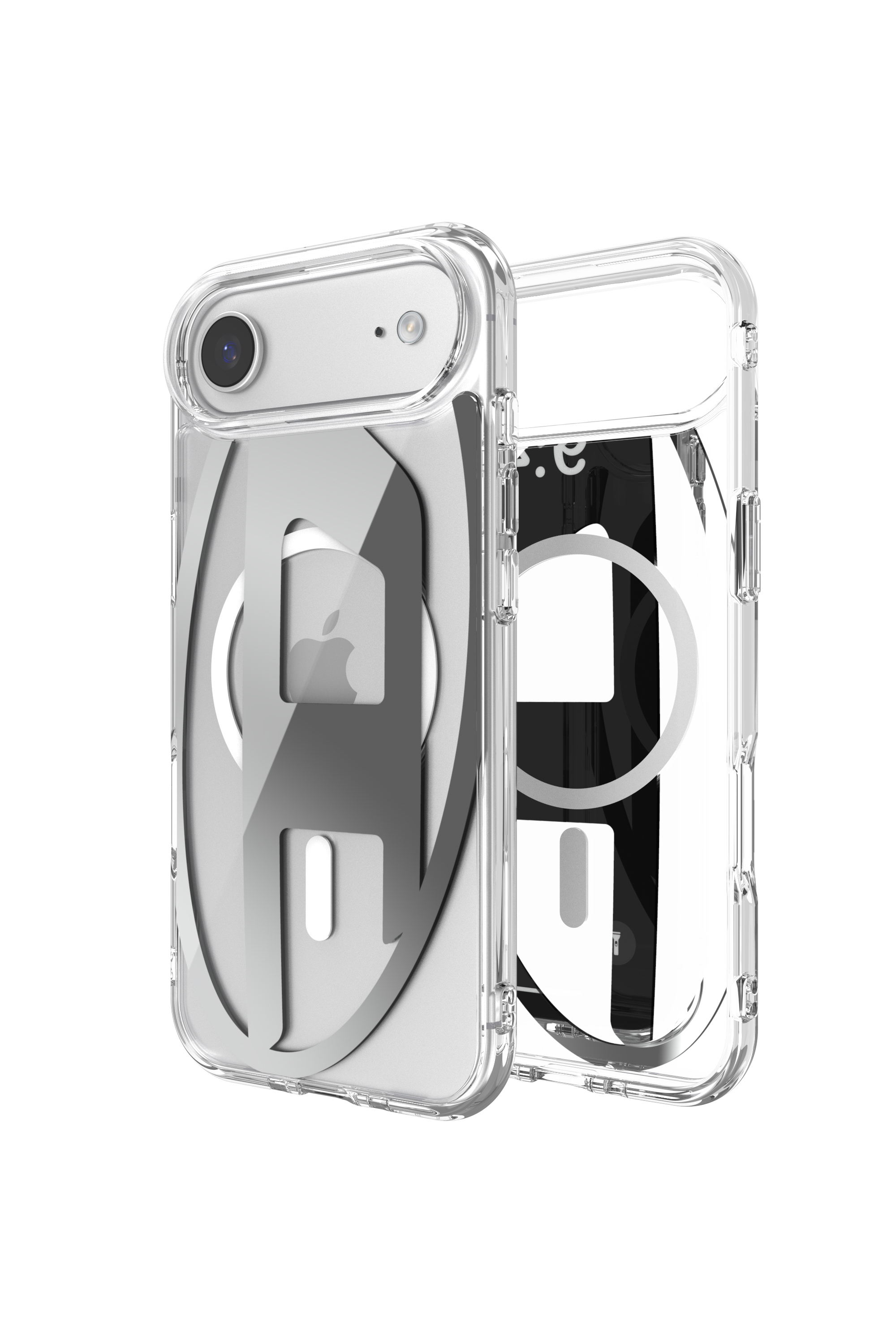 Diesel - 60412 AOP CASE, Funda met&aacute;lica Oval D con Magsafe para iPhone 17 Air Unisex in Gris - 1