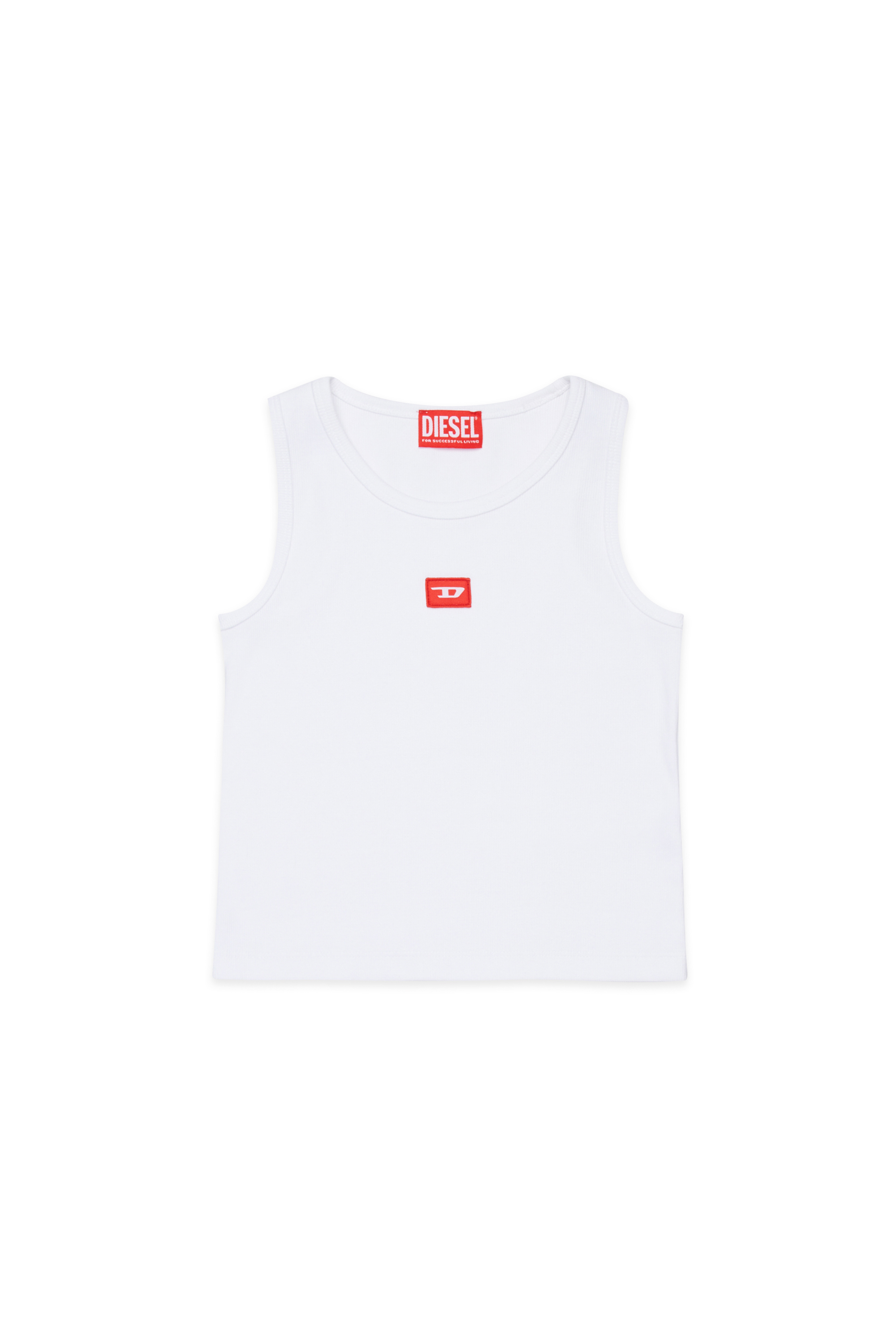 Diesel - TPACI, Camiseta de tirantes de algod&oacute;n canal&eacute; con parche Mujer in Blanco - 1