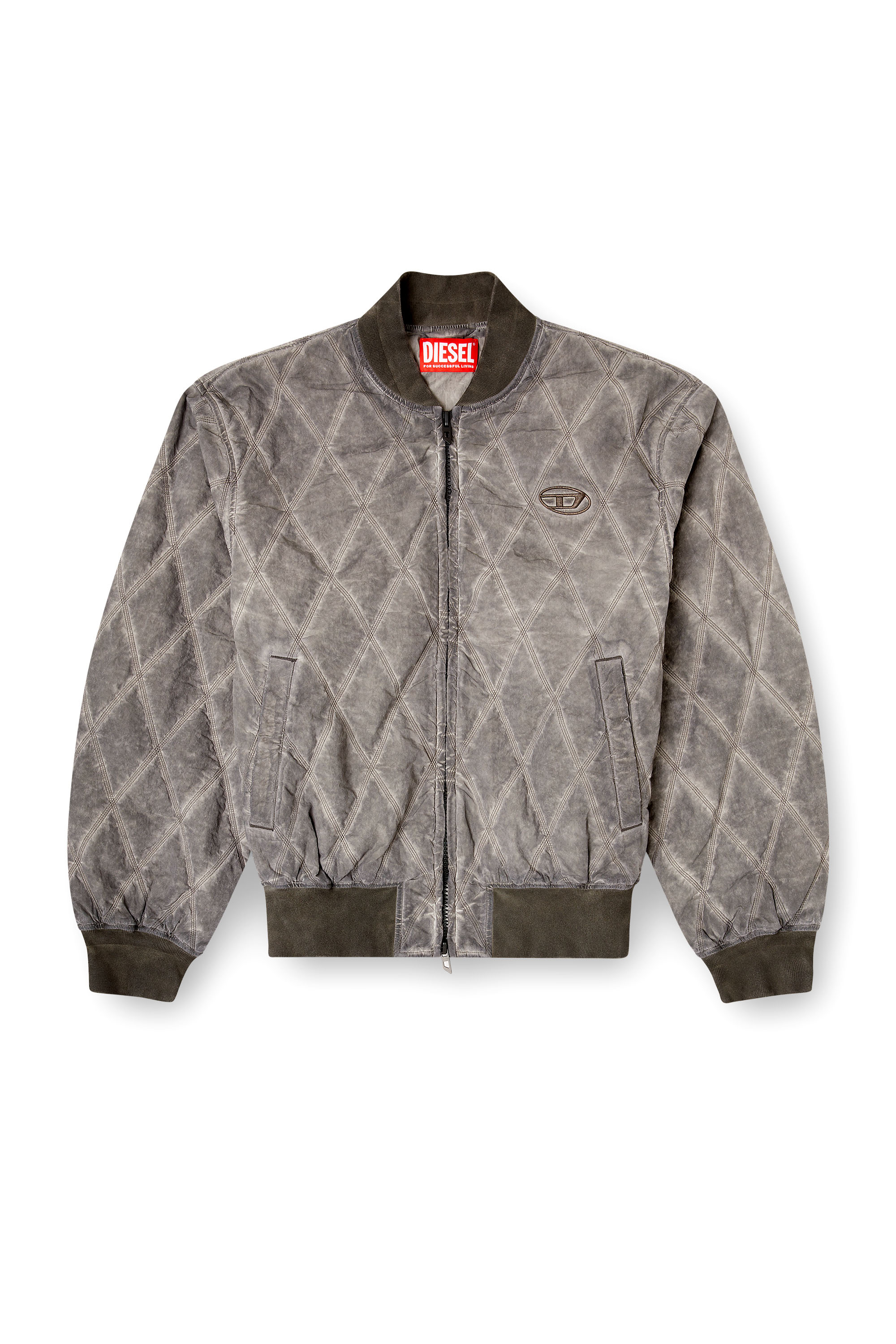 Diesel - J-TYPE-TREAT, Chaqueta bomber acolchada con rombos acolchados Hombre in Gris - 3