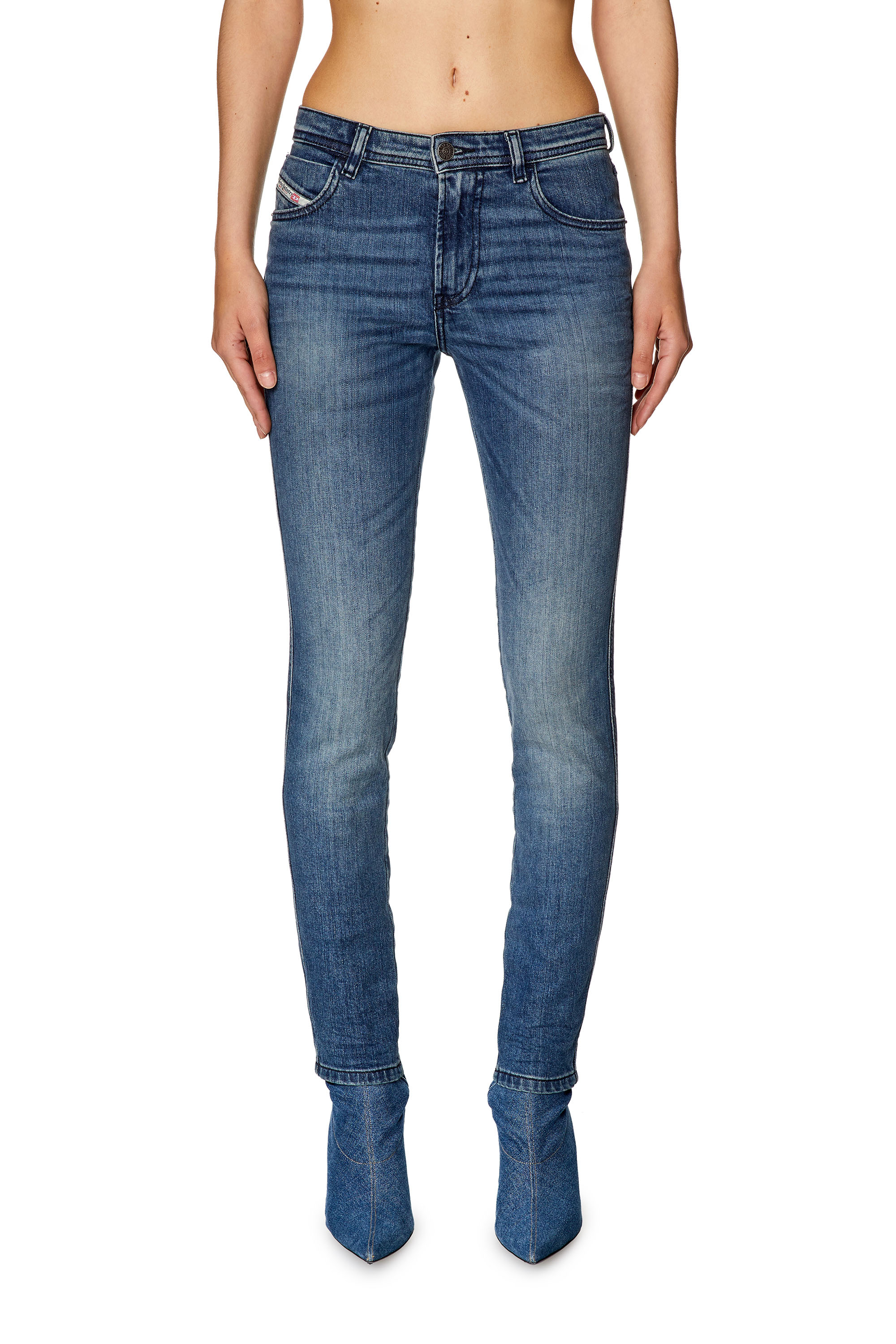 Diesel - 2015 Babhila 0LICM Skinny Jeans, Azul medio - Image 1