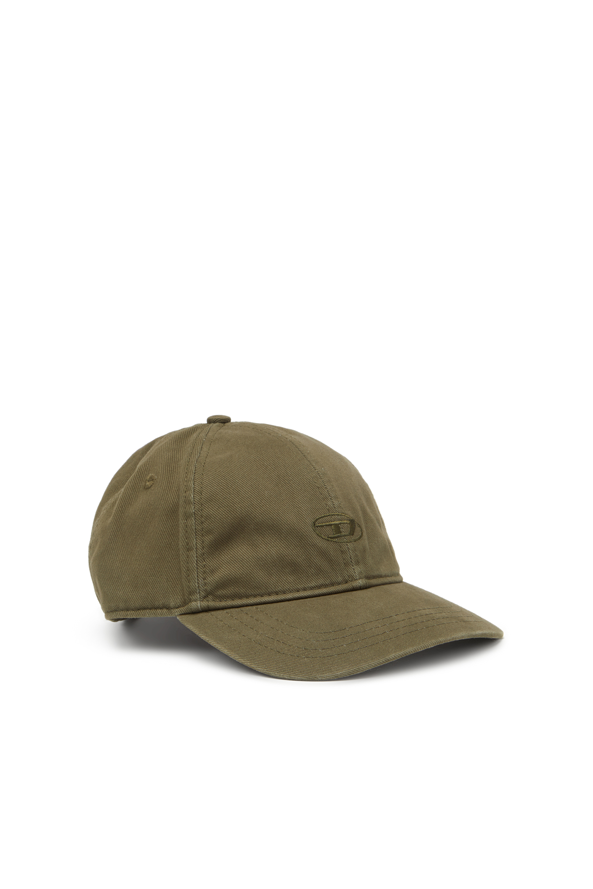 Diesel - C-RUN-WASH, Gorra de béisbol en sarga de algodón lavada Hombre in Verde - 1