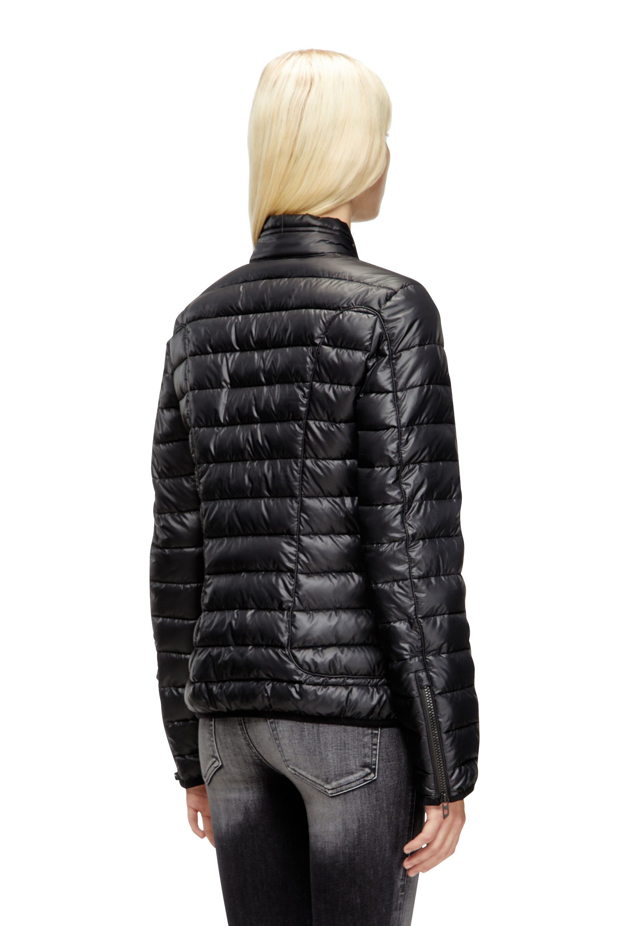 Diesel - W-PILOT-FEM, Chaqueta puffer con detalles biker Mujer in Negro - 4