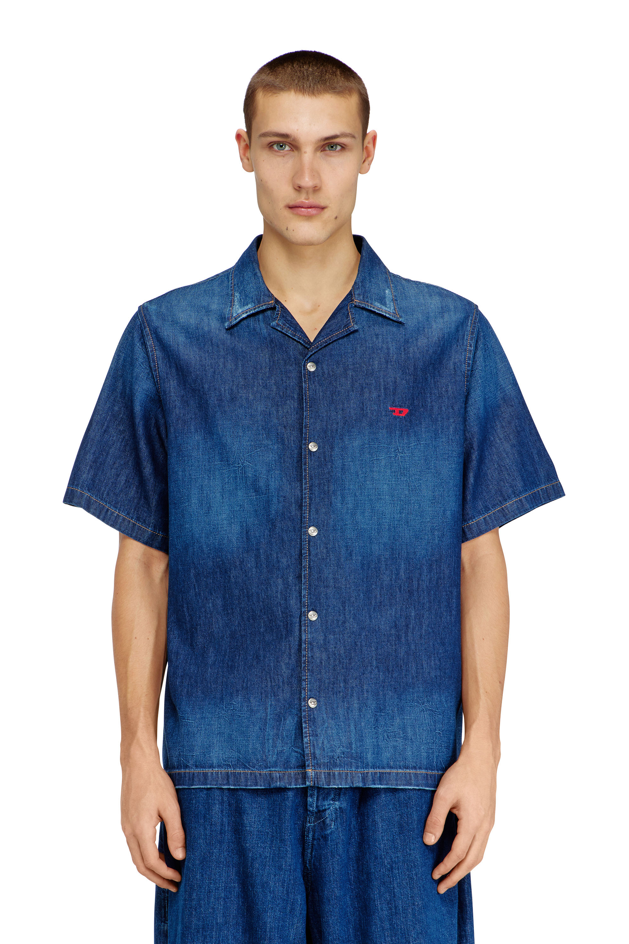 Diesel - D-NABIL-D, Camisa vaquera de manga corta Hombre in Azul marino - 1