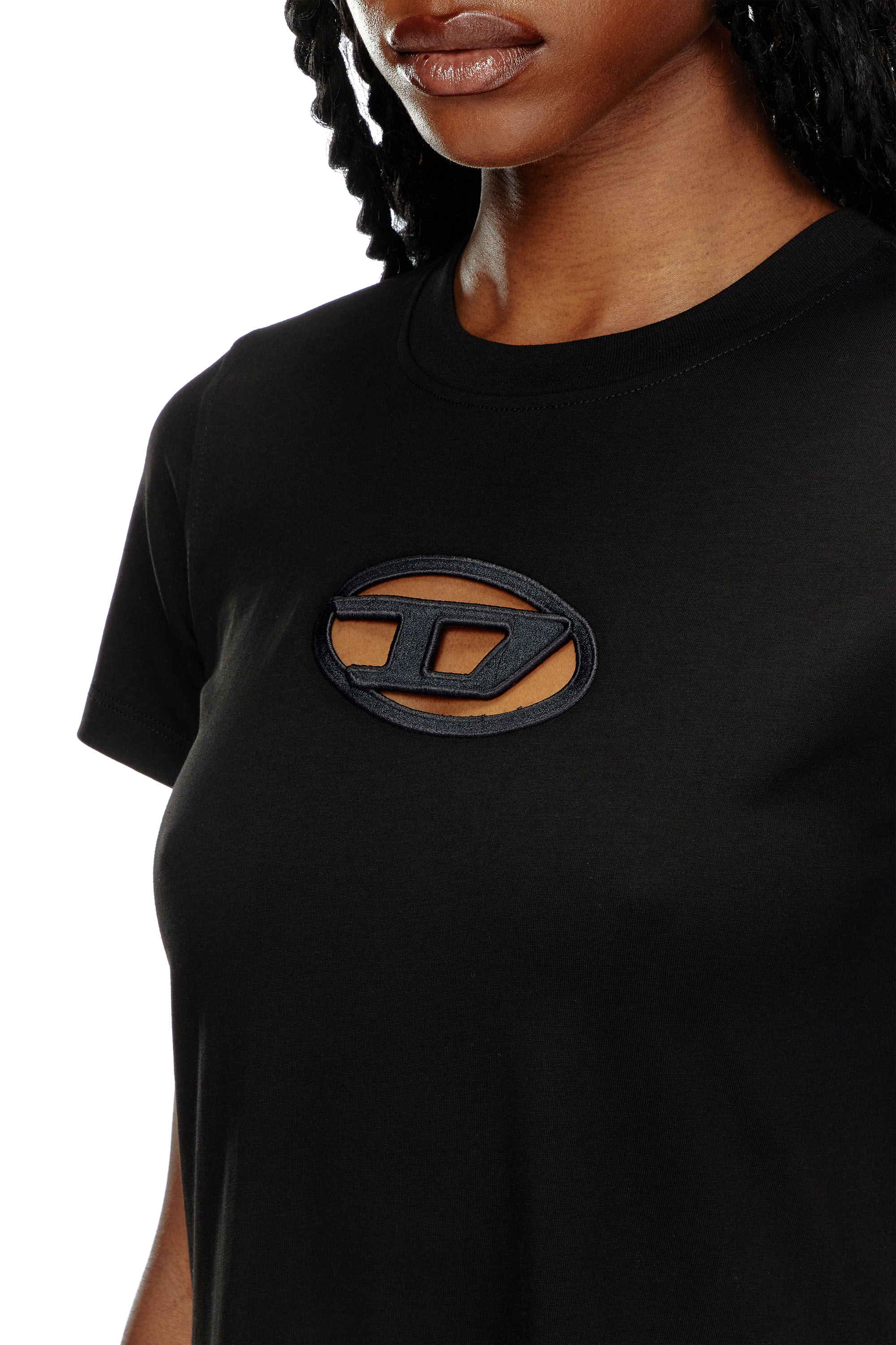 Diesel - D-ALIN-OD, Mujer Vestido camiseta con D bordada in Negro - Image 4