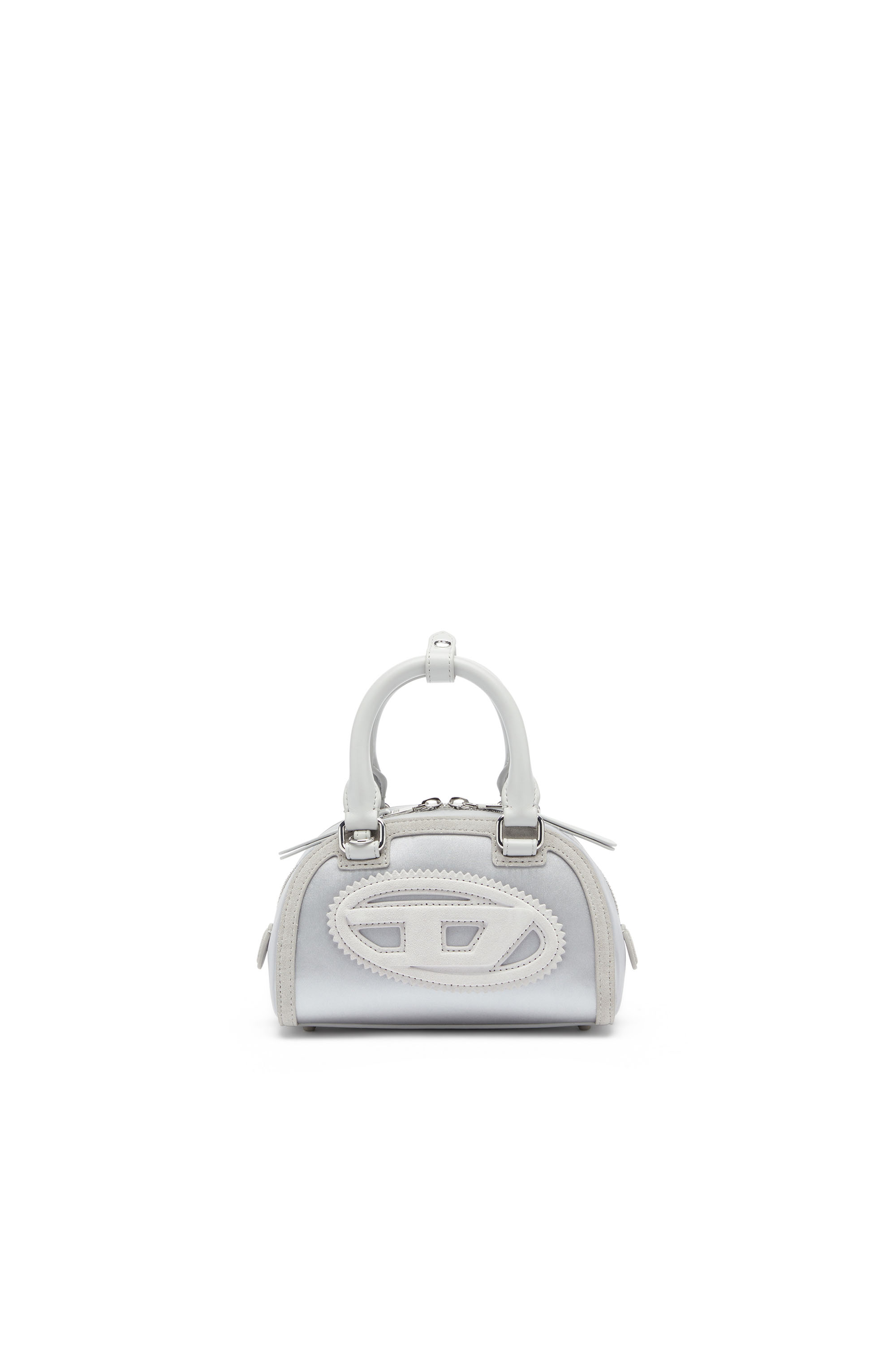 Diesel - 1DR DOME CROSSBODY, 1DR Dome - Mini bolso bandolera de sat&eacute;n y ante Mujer in Plateado - 1