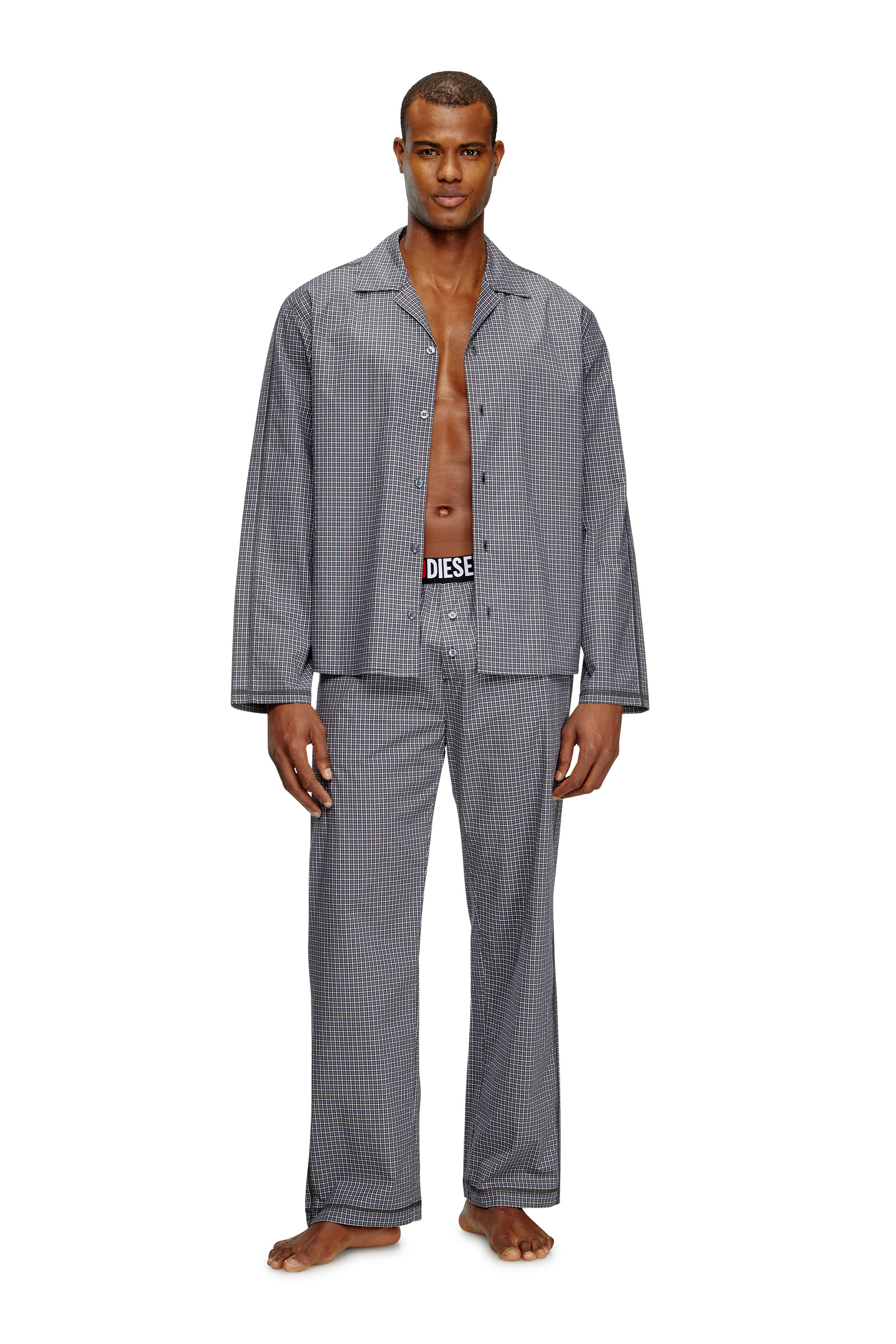 Diesel - SET-PAUL-D-CORE, Pijama de algodón a cuadros Hombre in Gris - 1