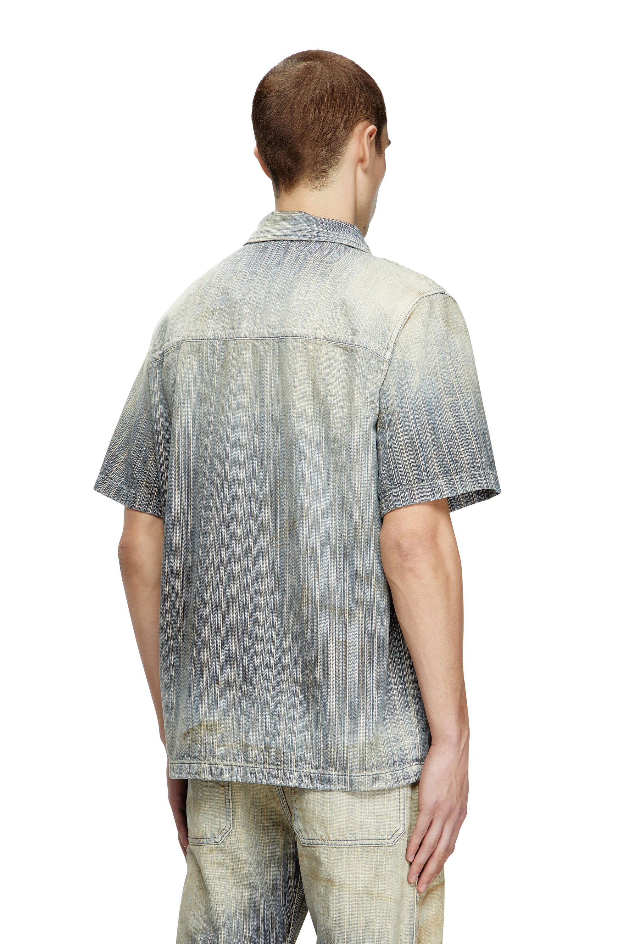 Diesel - D-NABIL-D, Camisa de bolos en denim de rayas índigo Hombre in Azul marino - 4