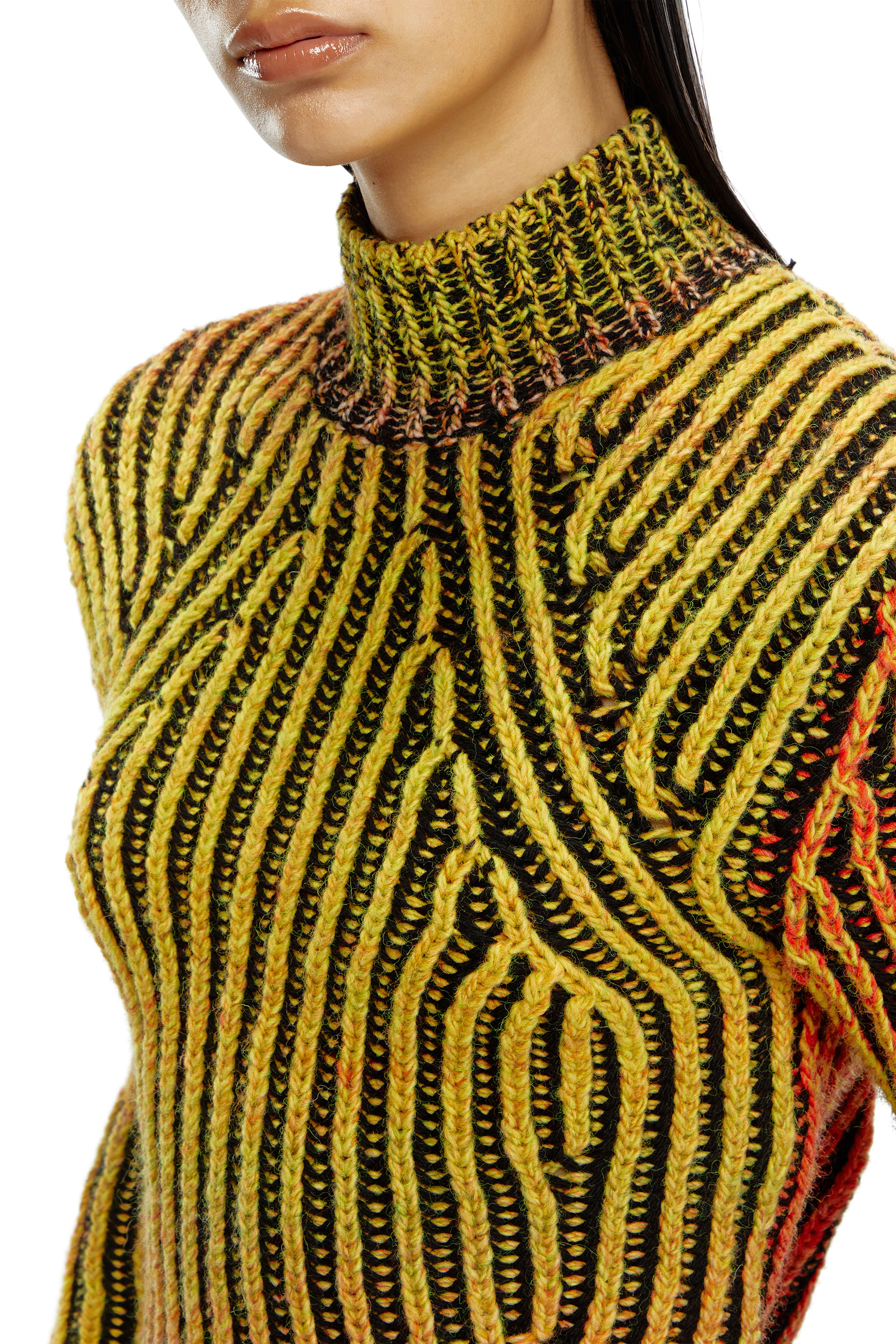 Diesel - M-ORKID, Mujer Cuello alto recortado de tejido en degradé in Naranja - Image 5