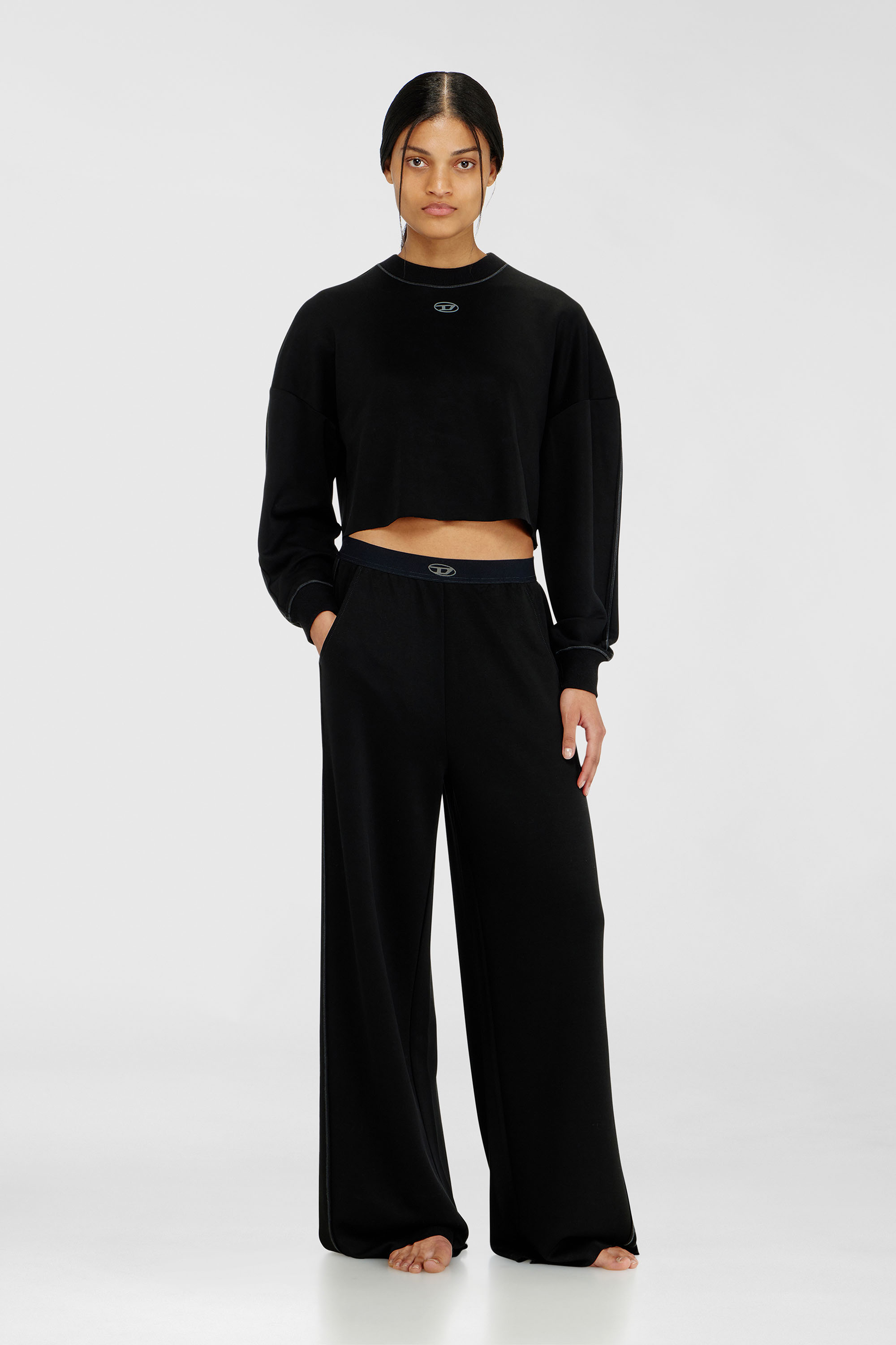 Diesel - ALYSA-UTLT, Woman's Track pants in light stretch scuba in Black - 2