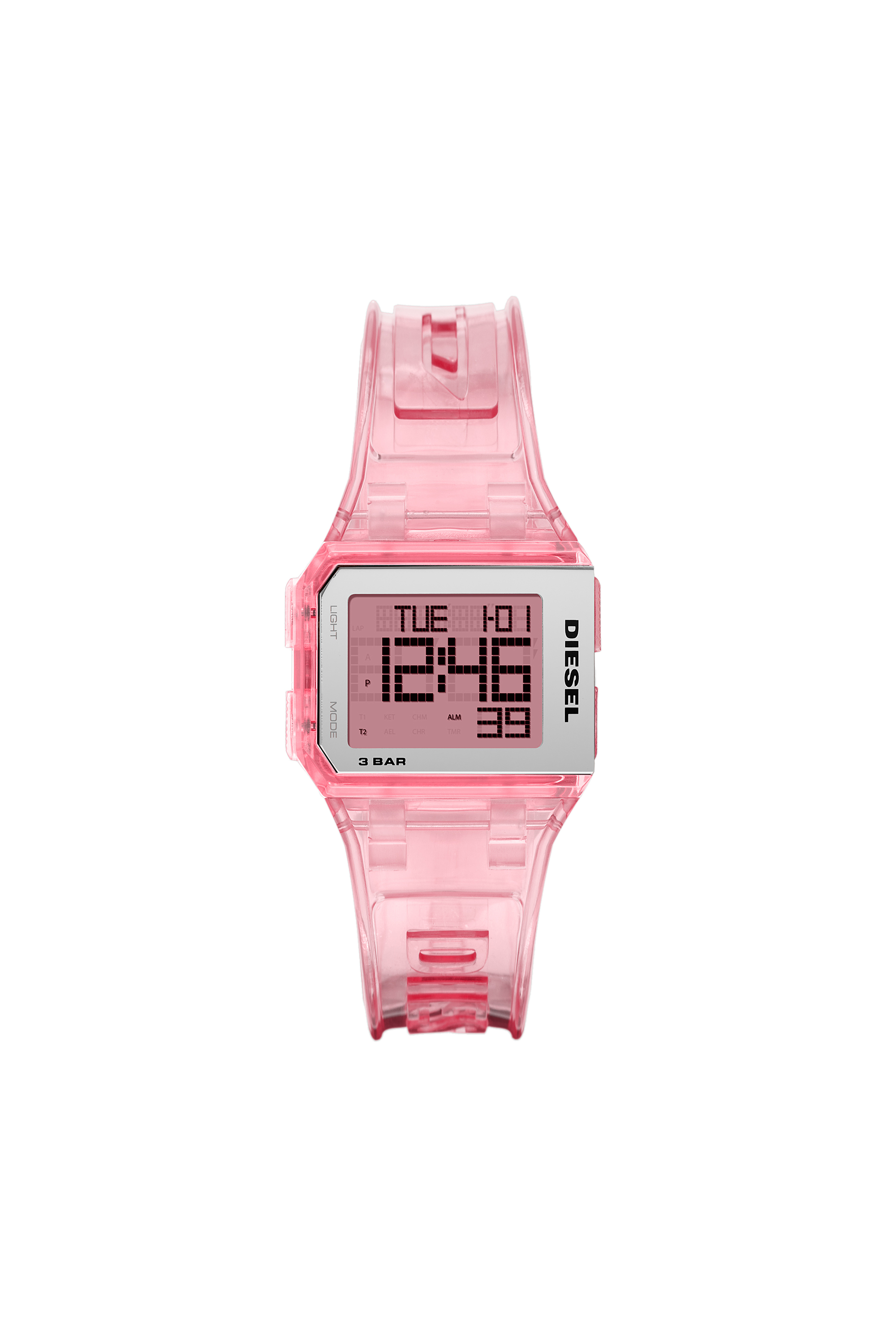 bobina Cuatro Despido DZ1920: Reloj Chopped digital rosa millennial transparente | Diesel