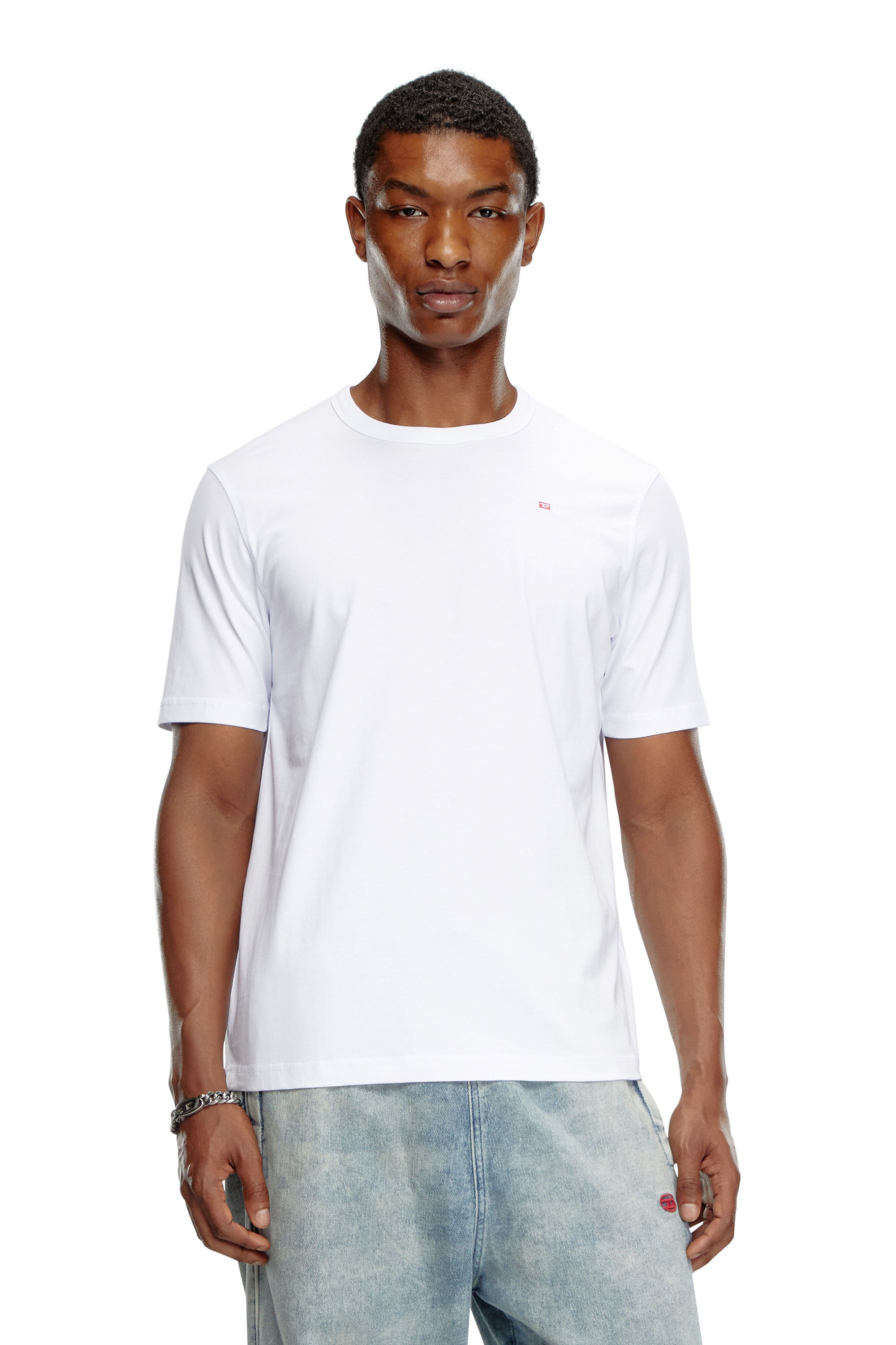 Diesel - T-ADJUST-MICRODIV, Camiseta con logotipo pequeño bordado Unisex in Blanco - 1