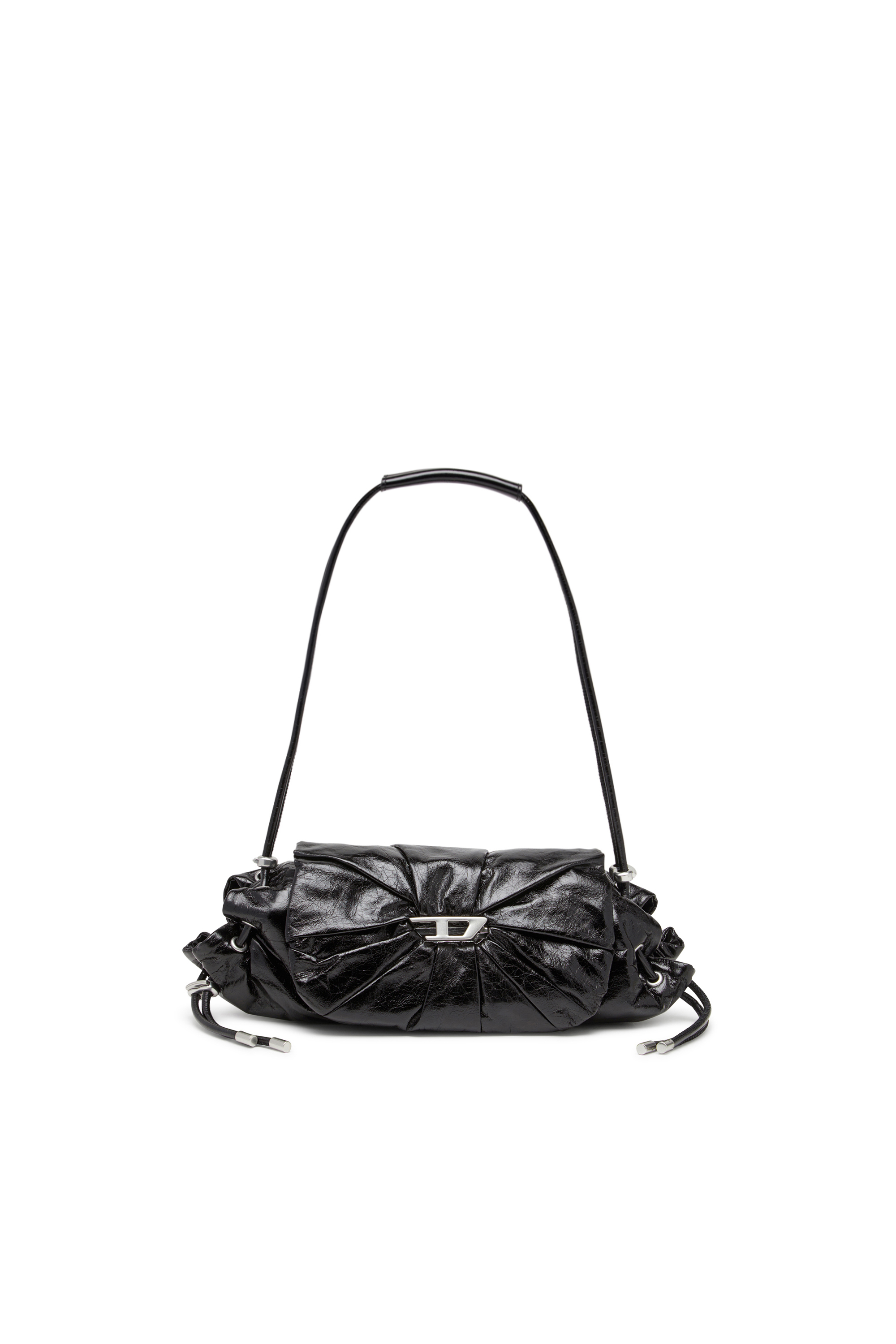 Diesel - SCRUNCH-D SHOULDER S, Scrunch-D S-Bolso de hombro de cuero arrugado Mujer in Negro - 1