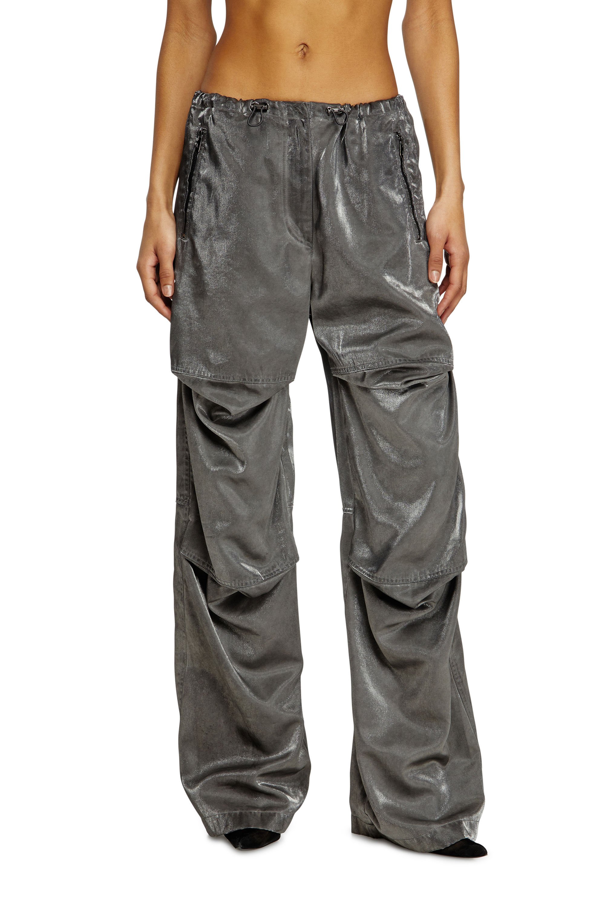 Diesel - P-RODIGE, Woman's Satin cargo pants in Grey - 2