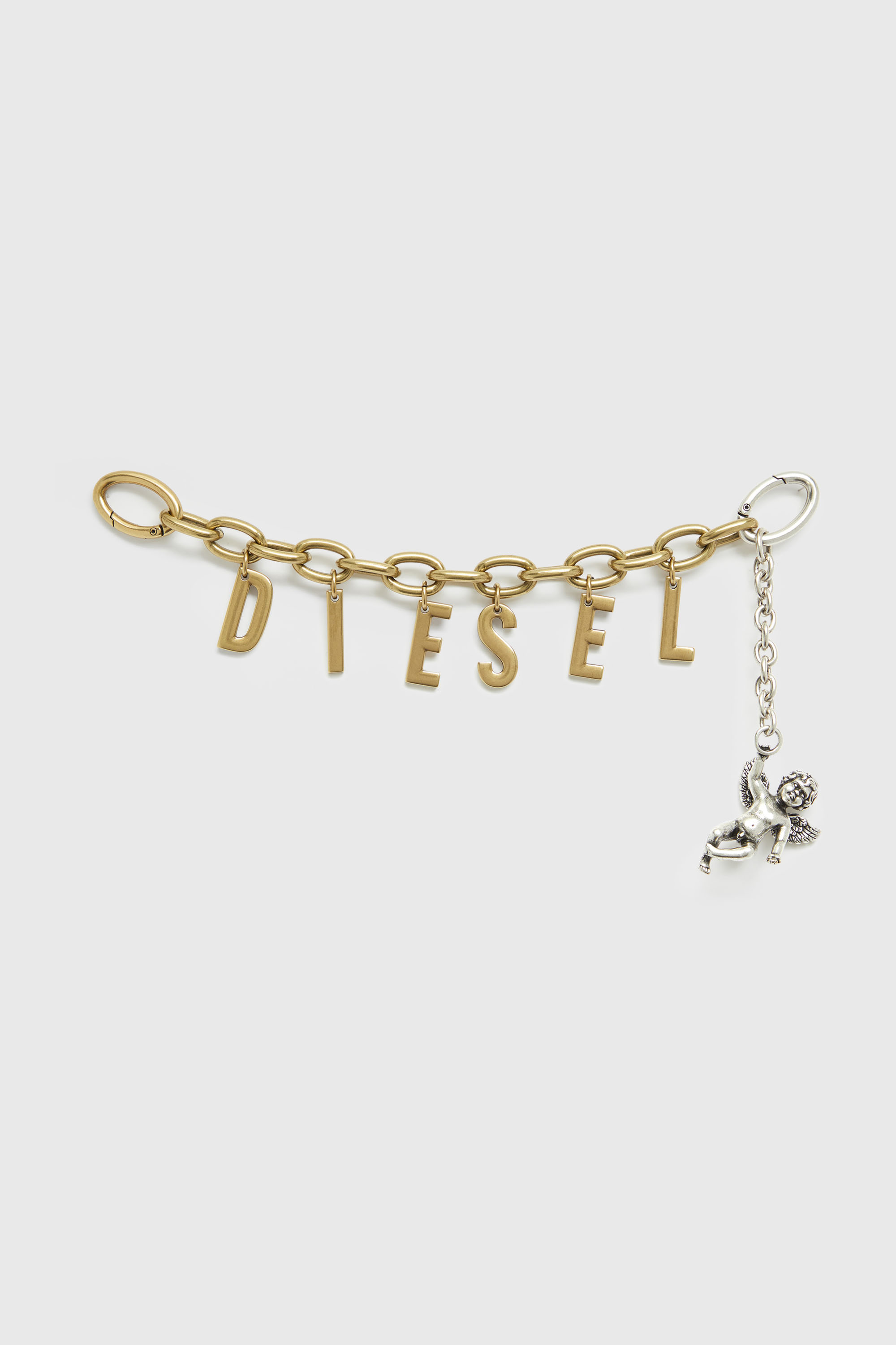 Diesel - CHAIN-D III S, Charm de letra met&aacute;lica con querub&iacute;n Mujer in Dorado - 1