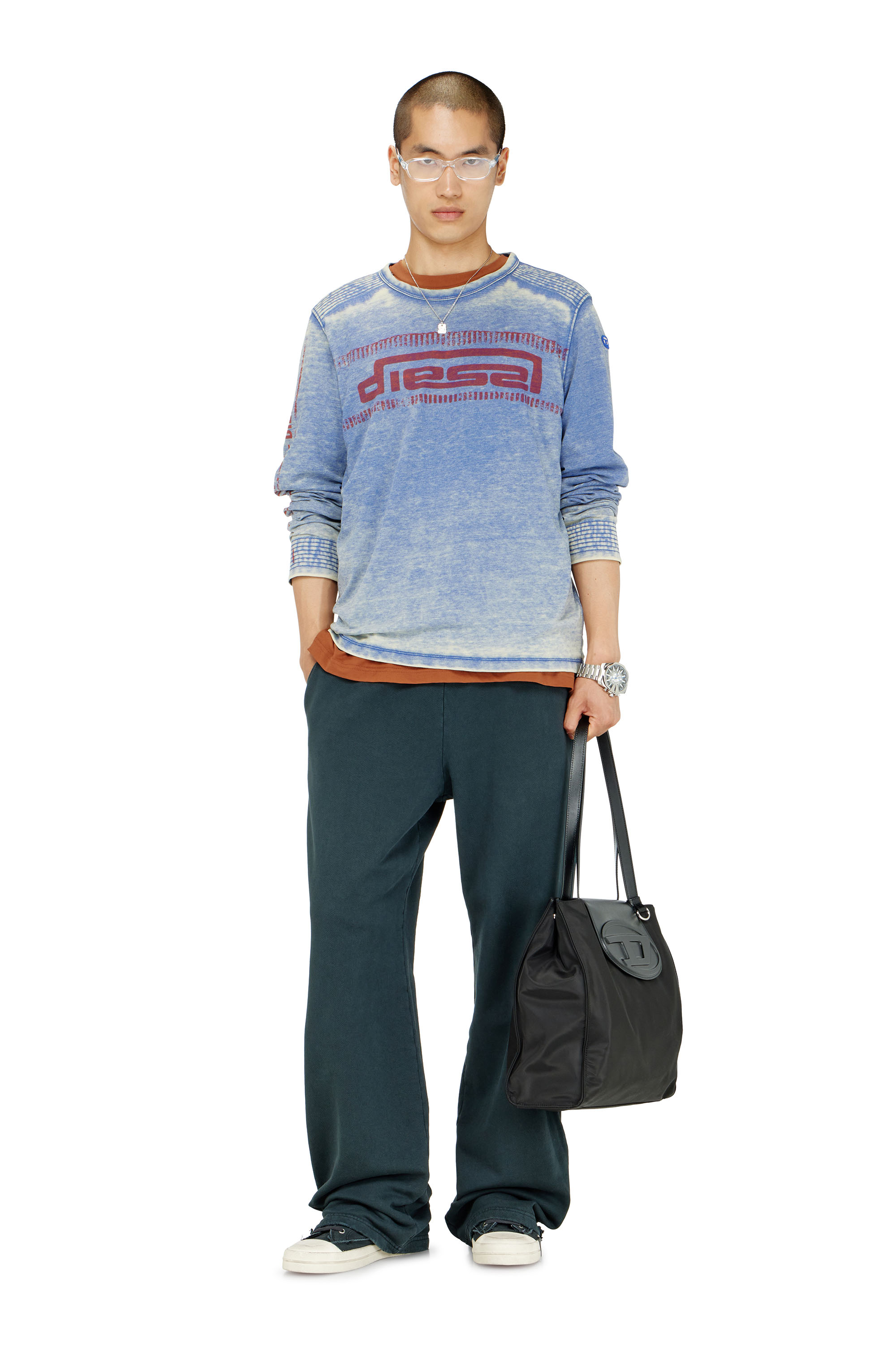 Diesel - P-MARTAINS-CRYSTALS, Pantal&oacute;n efecto desgastado con detalles de cristal Hombre in ToBeDefined - 1