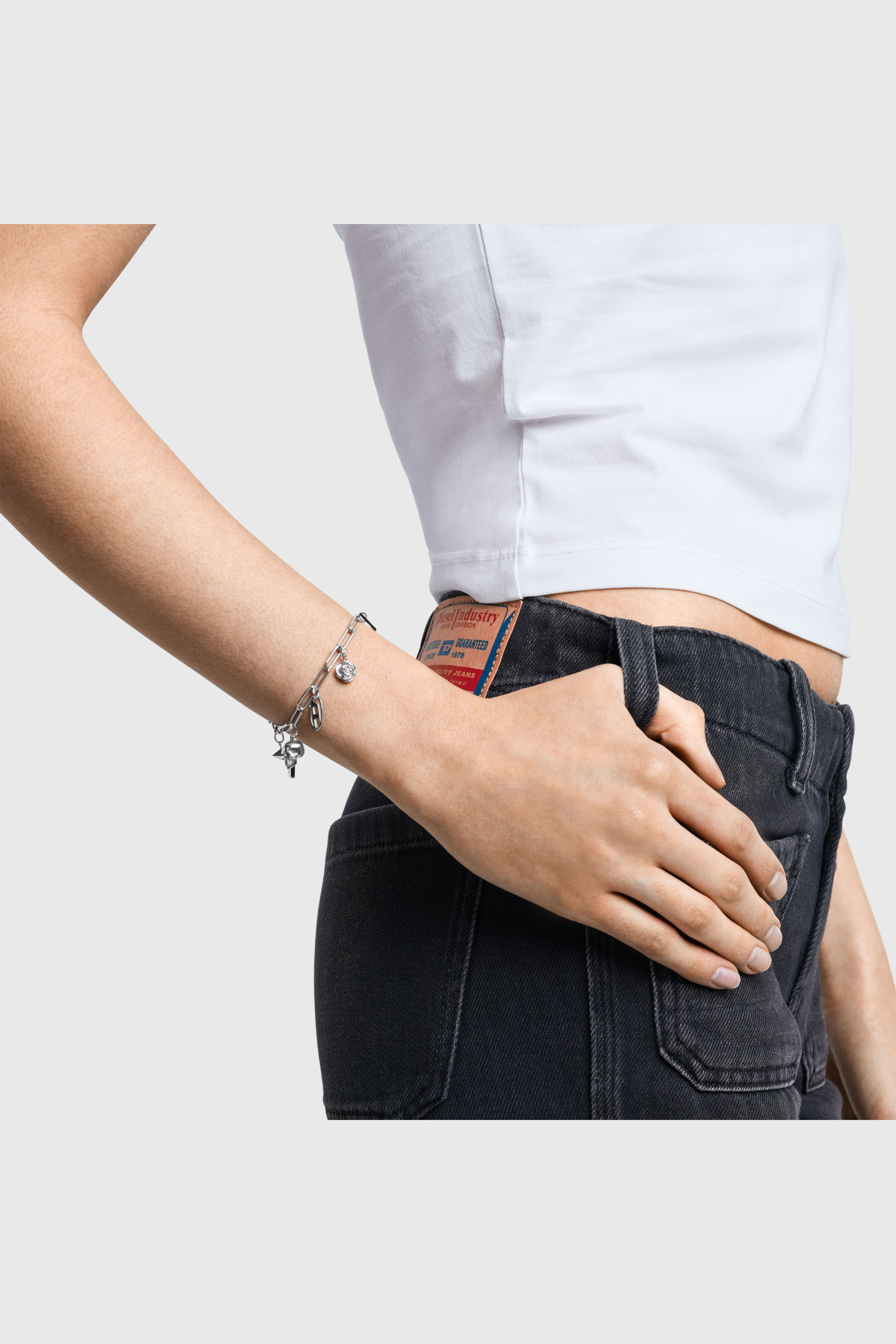 Diesel - DX1604040, Pulsera con dijes de acero inoxidable Unisex in Plateado - 3