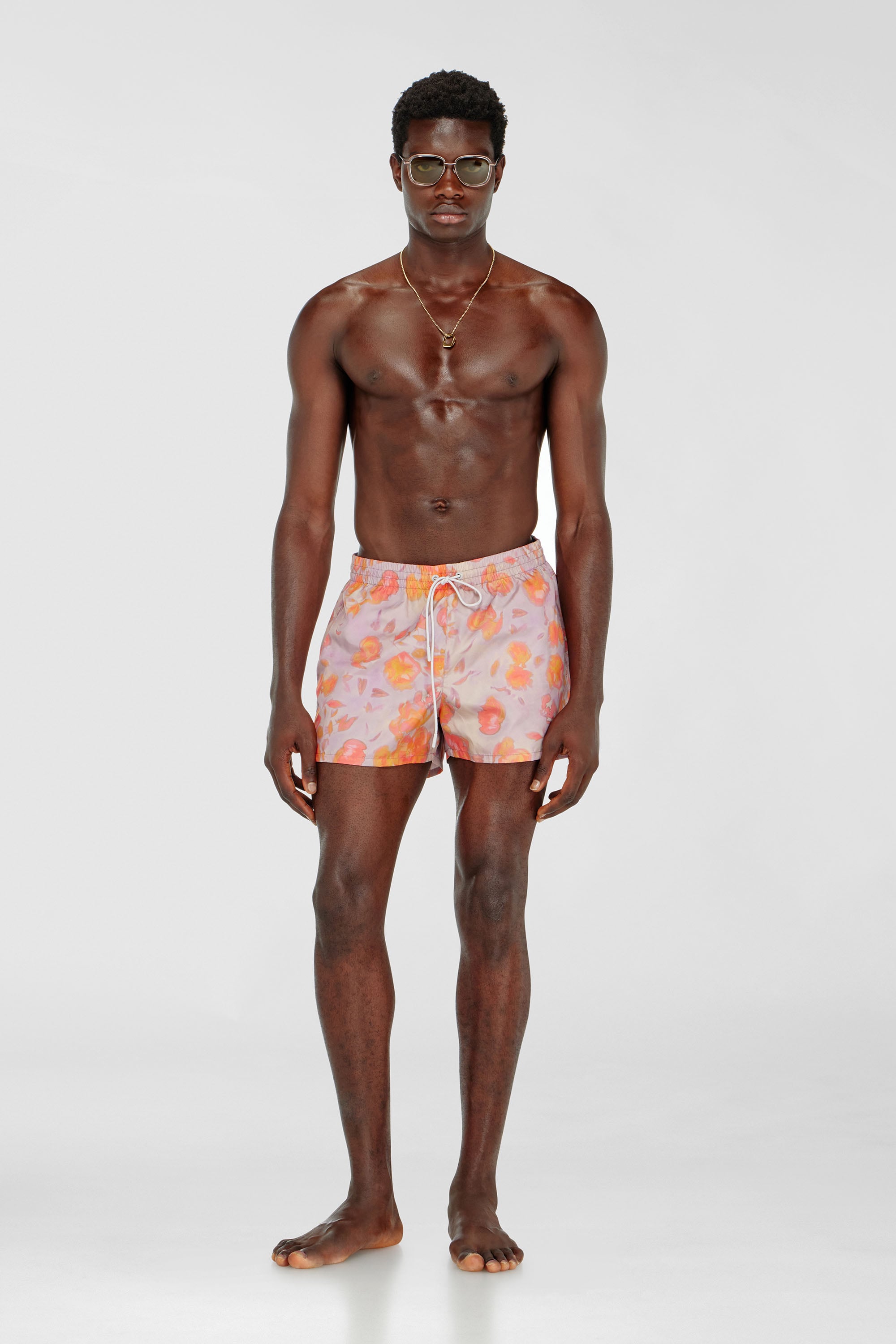 Diesel - OLLY-34-D-CORE, Ba&ntilde;ador met&aacute;lico con estampado floral Hombre in Morado - 2