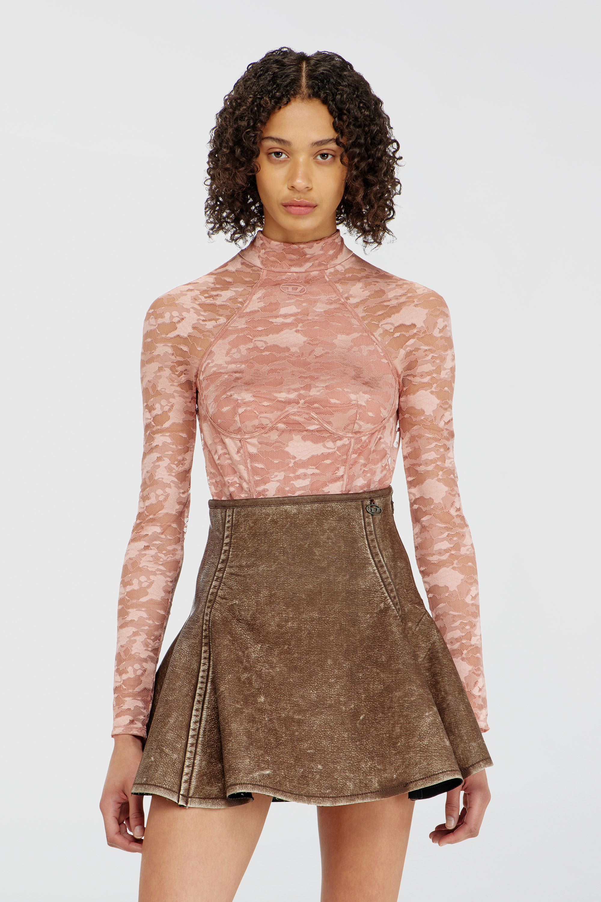 Diesel - VIVIAN-UTLT, Body de encaje de nailon con espalda abierta Mujer in Rosa - 1