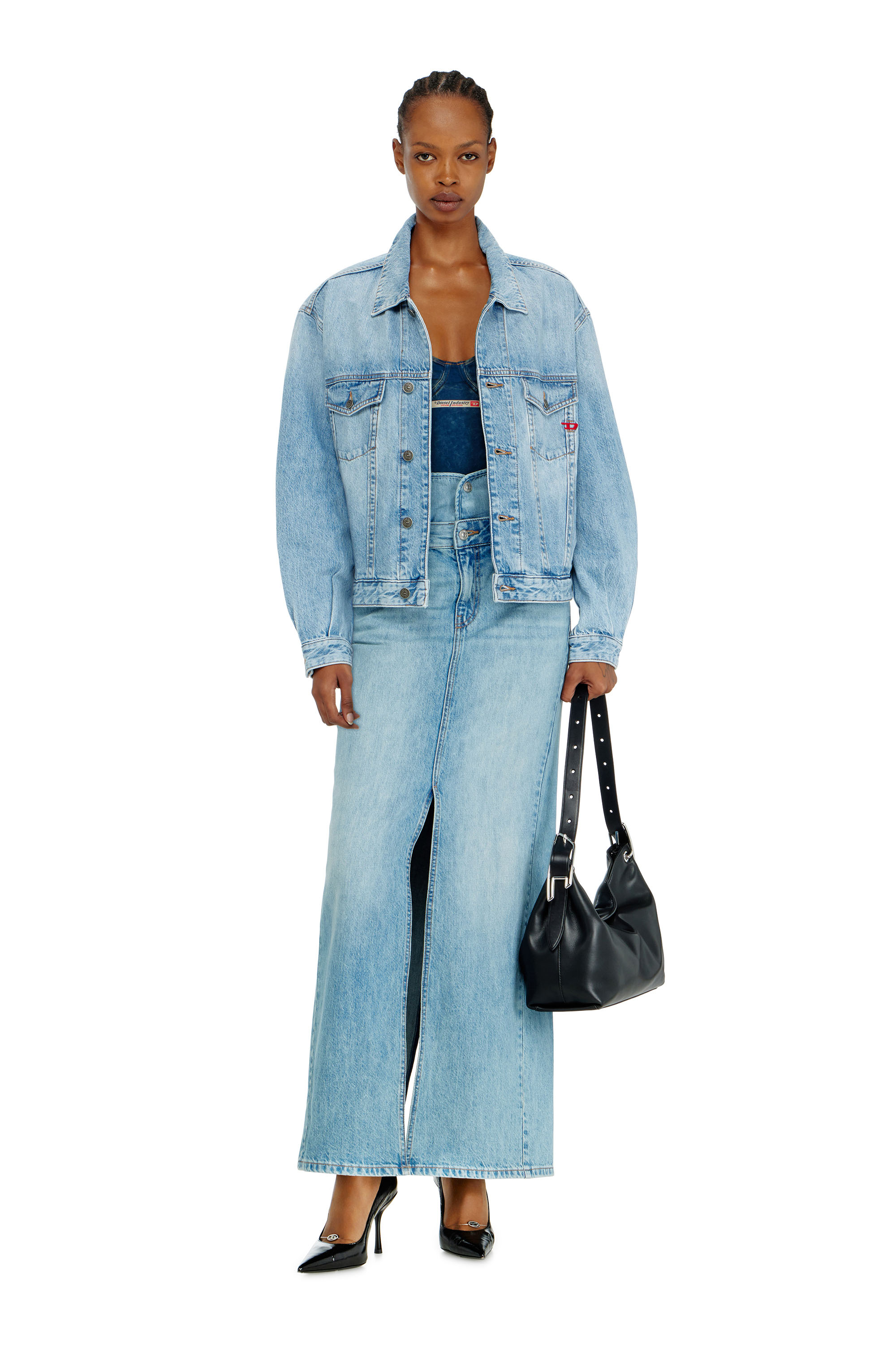 Diesel - D-RANGER, Unisex's Trucker jacket in denim in Light Blue - 4